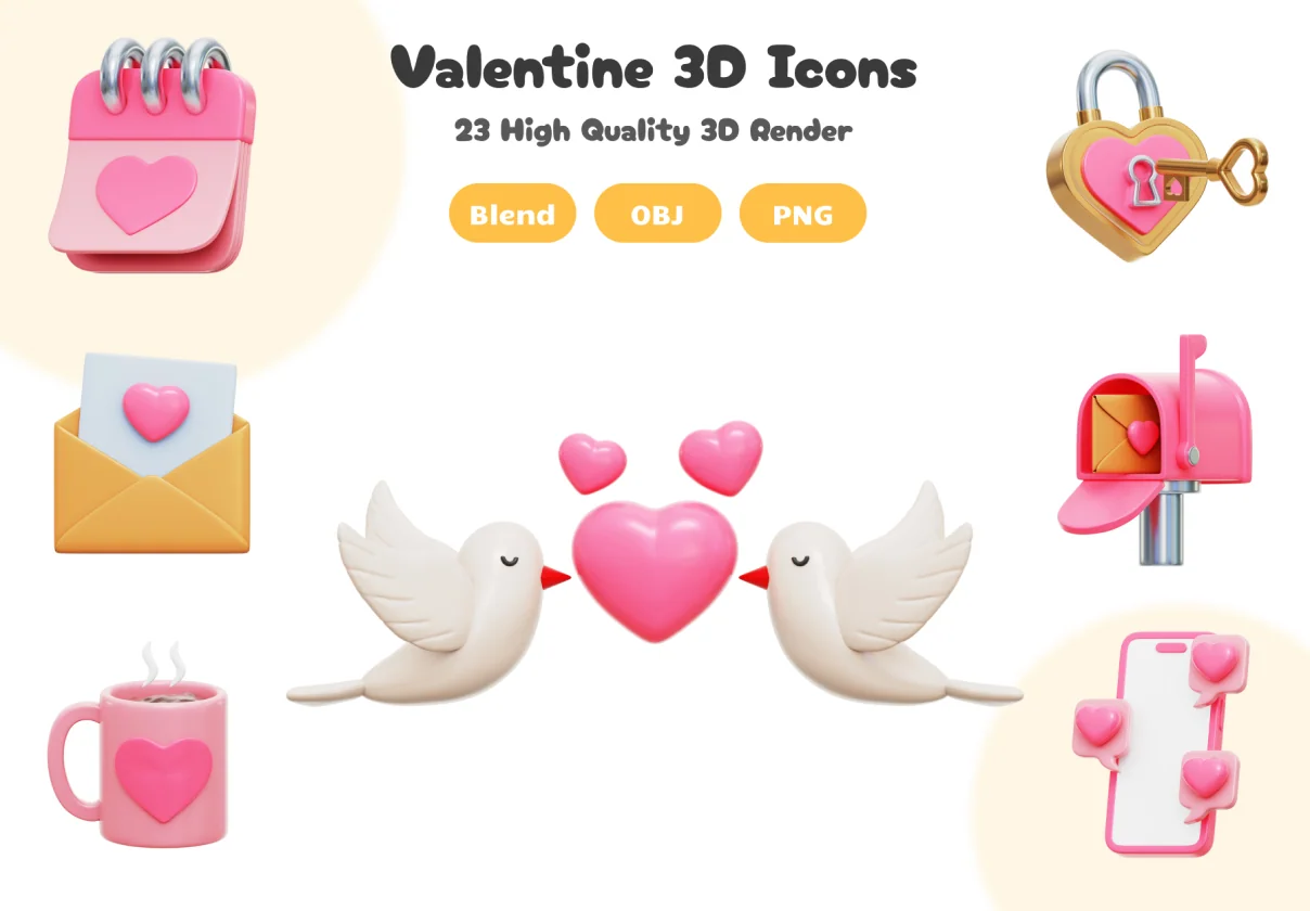Valentine 3D Icons Set