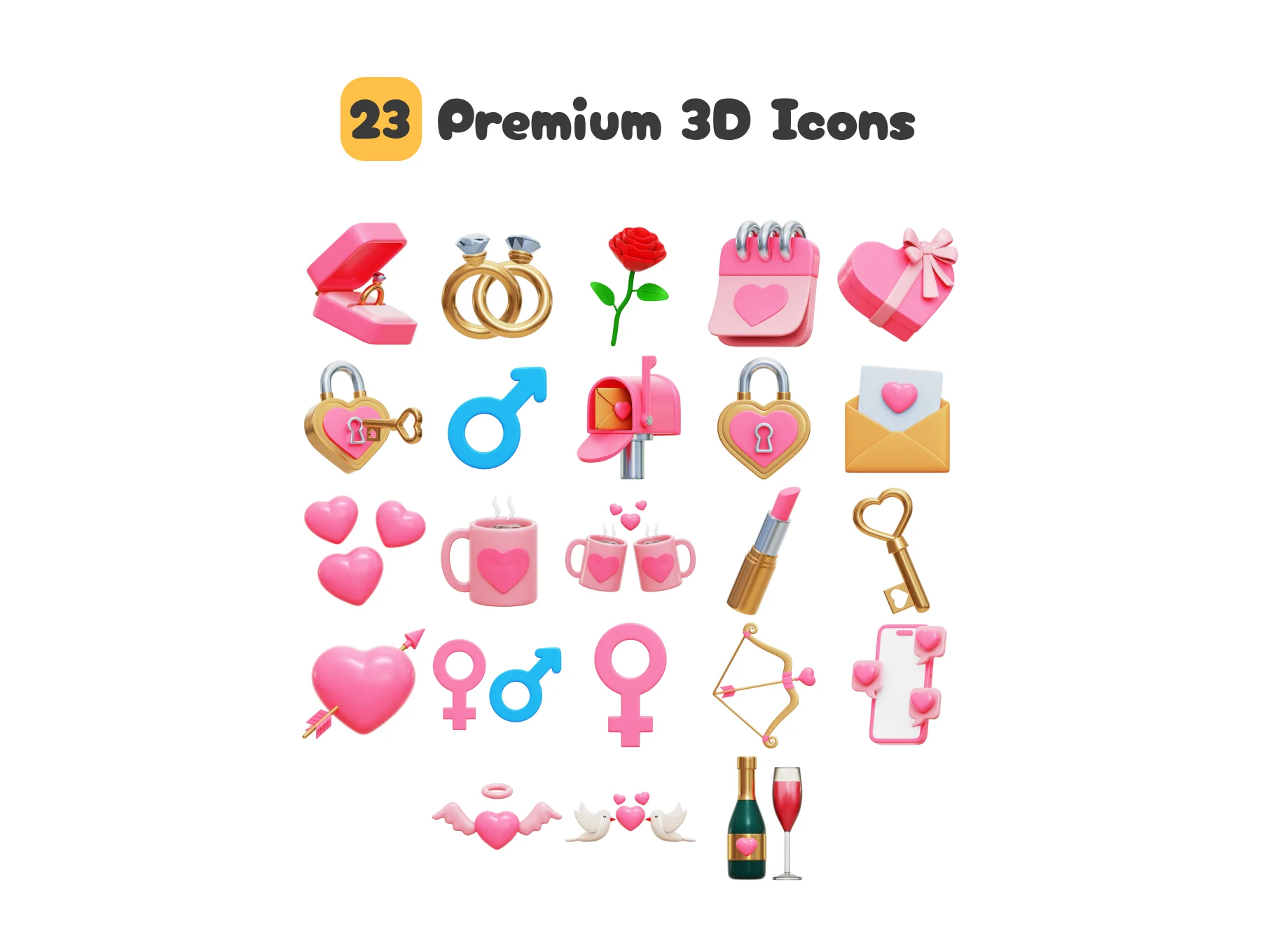 Valentine 3D Icons Set 5