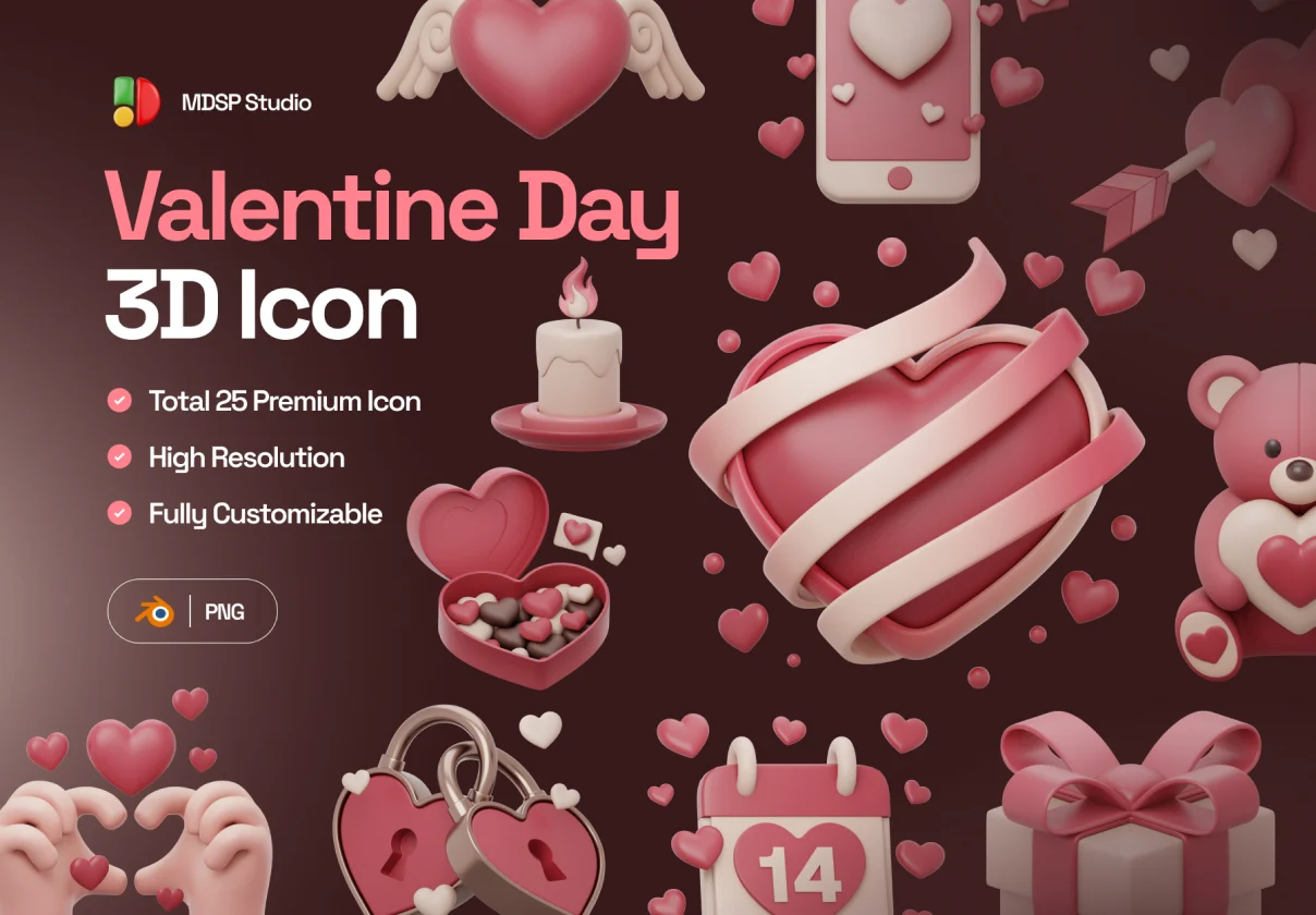 Valentine Day 3D Icon Set