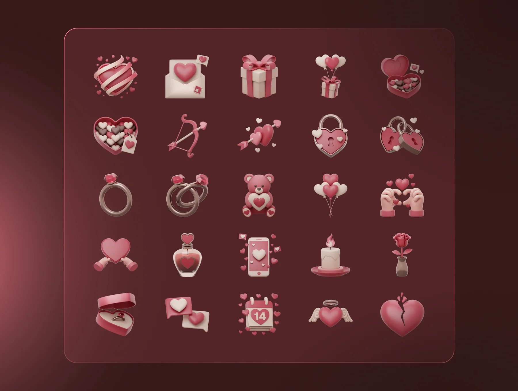 Valentine Day 3D Icon Set 5