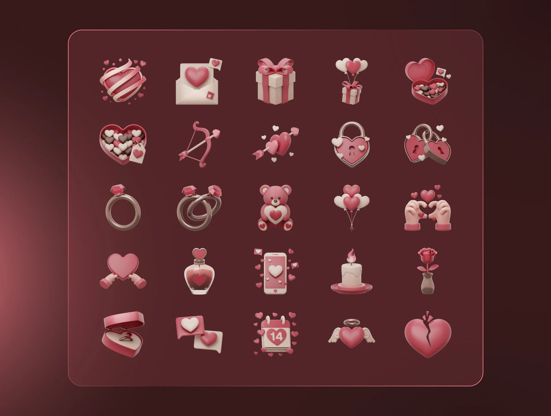 Valentine Day 3D Icon Set 6