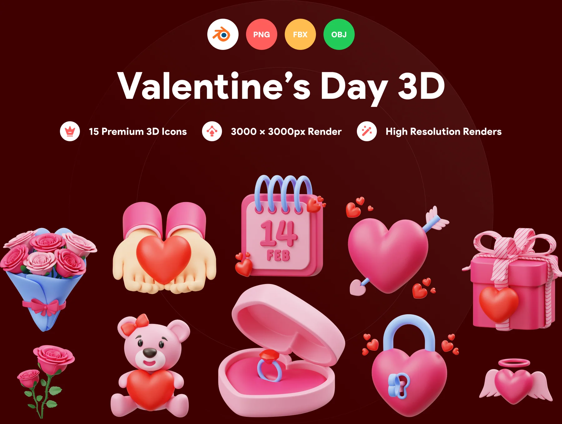 Valentines 3D Illustration