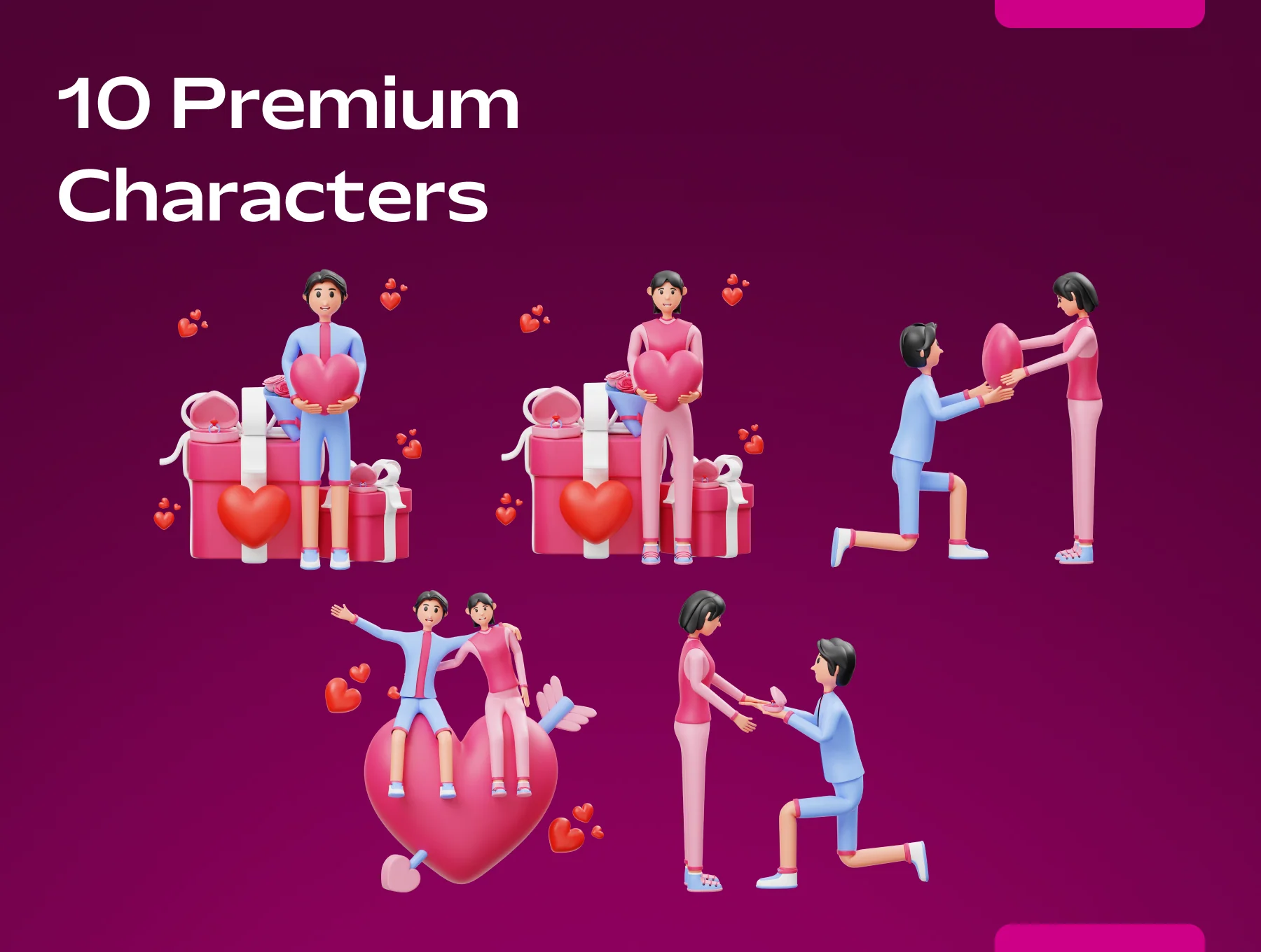 Valentine’s Couple 3D Character Illustration 5
