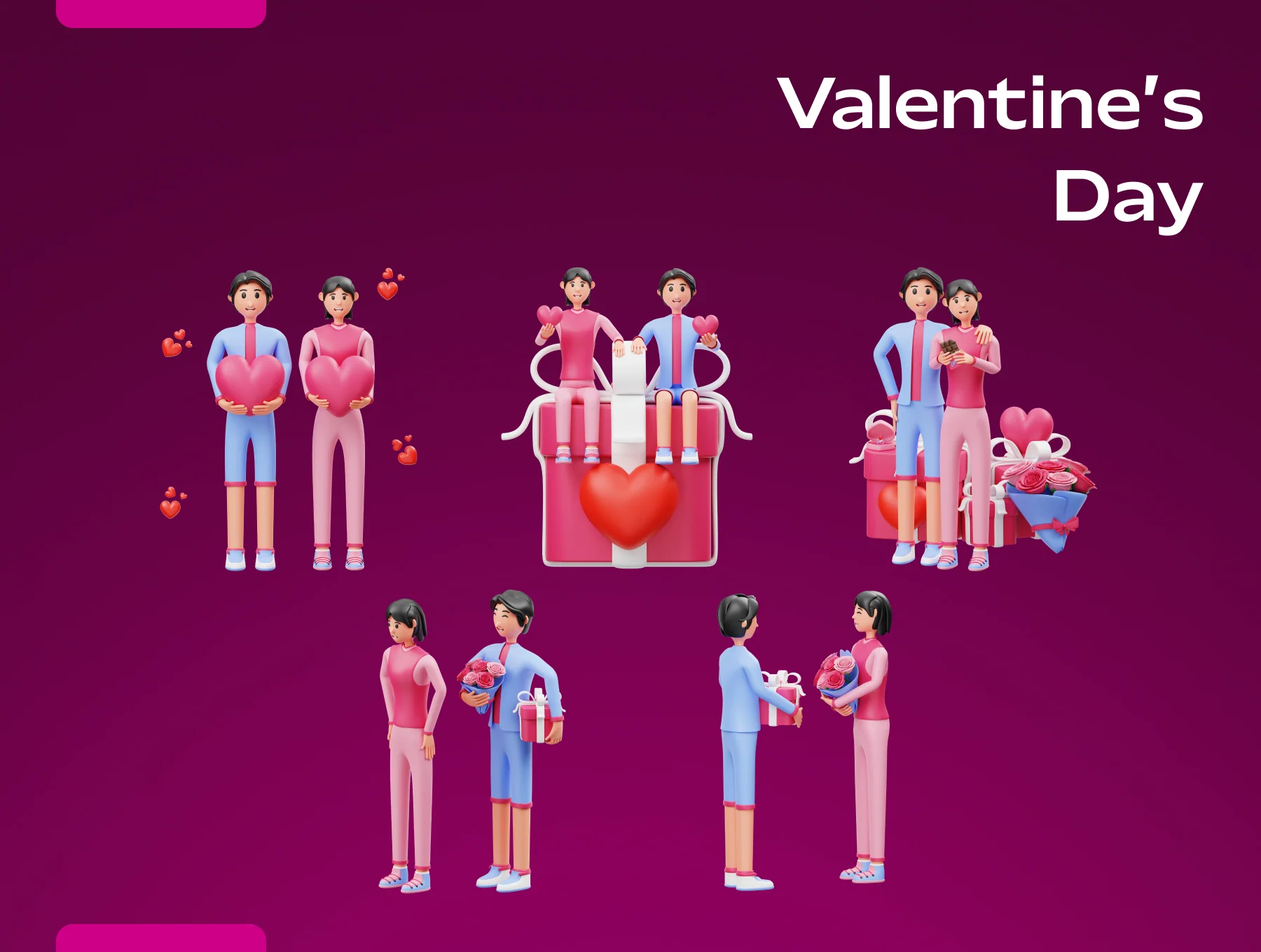 Valentine’s Couple 3D Character Illustration 6