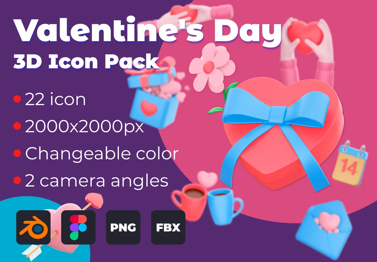 Valentine's Day 3D Icon Pack