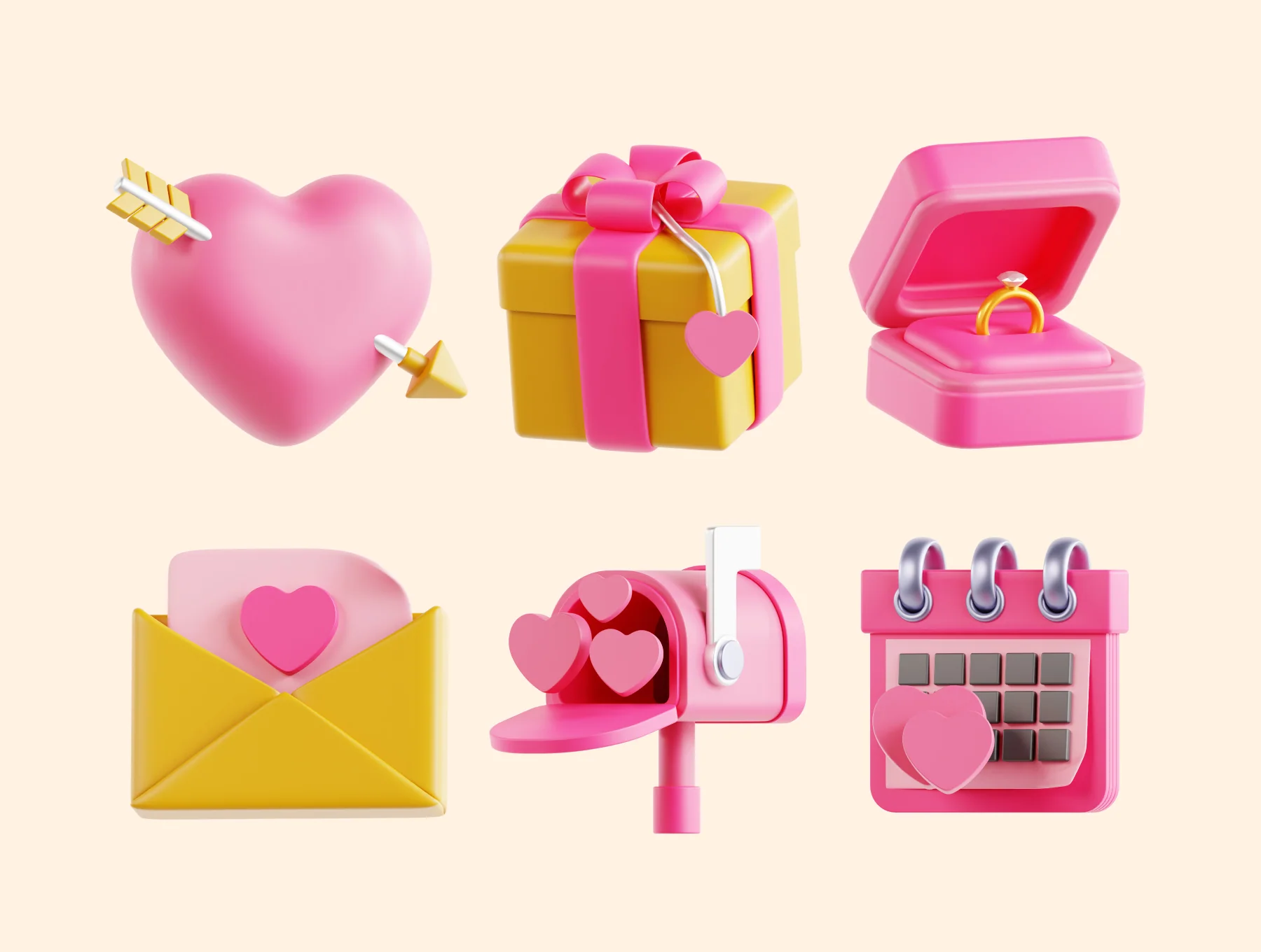 Valentine's Day 3D Icons Pack 6