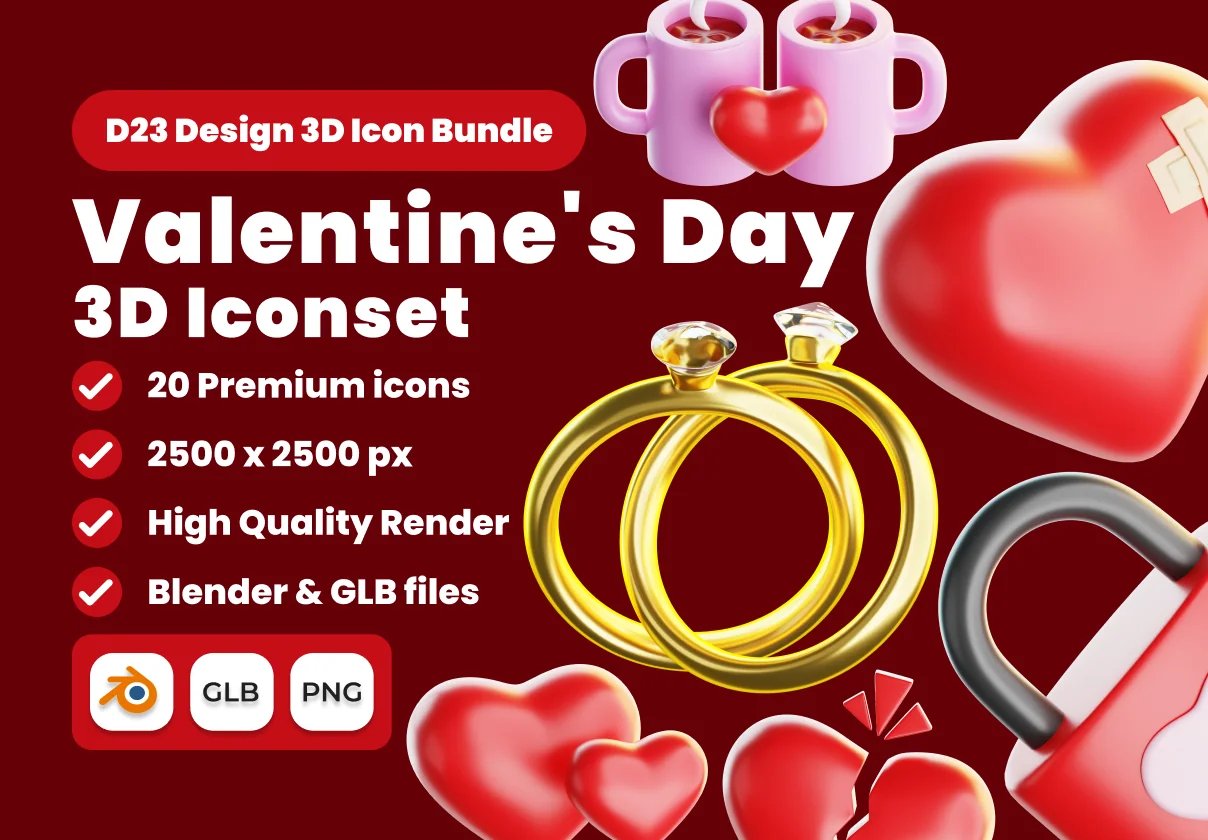 Valentine's Day 3D Illustration Pack