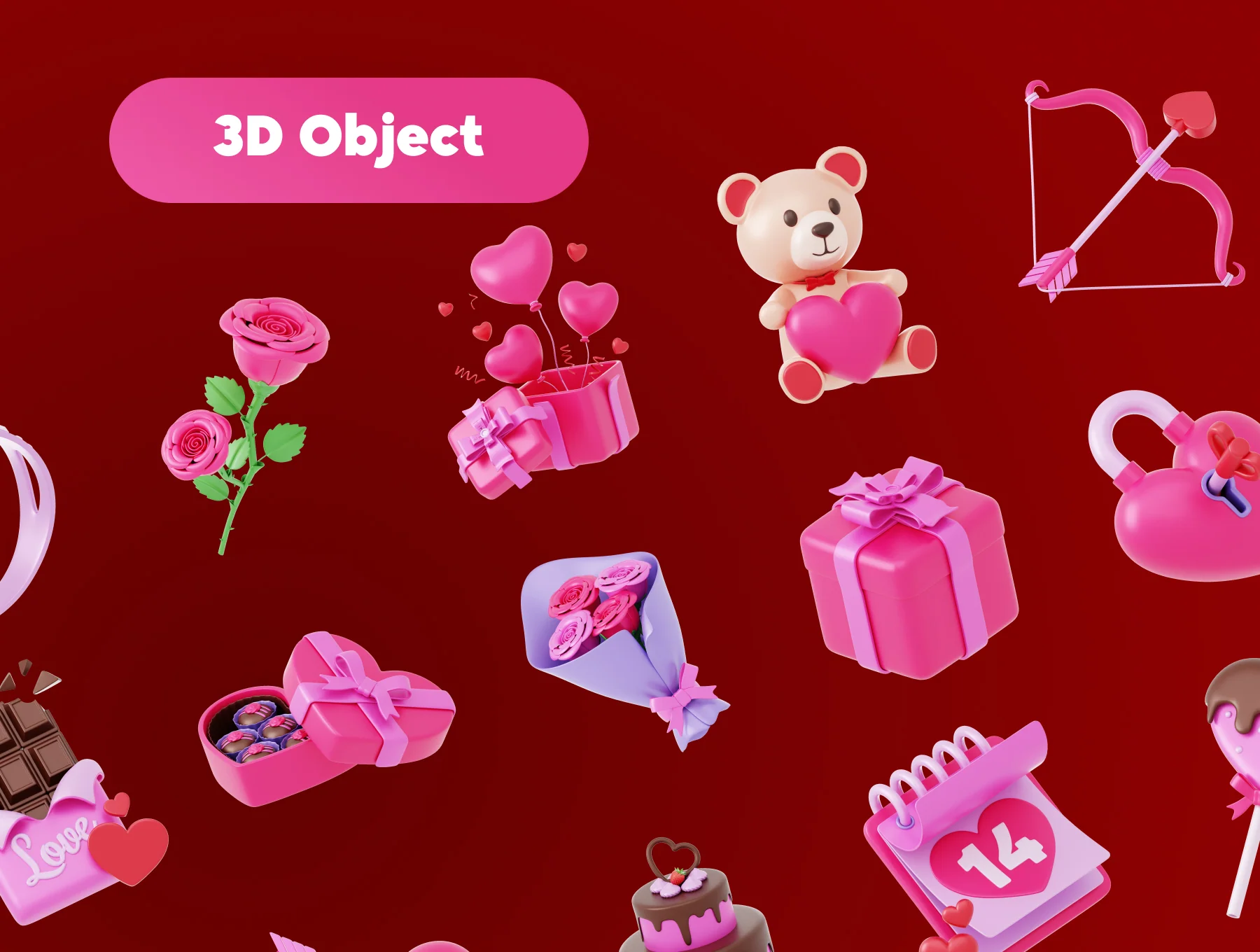 3d Valentine's Day Icon Illustrations 6