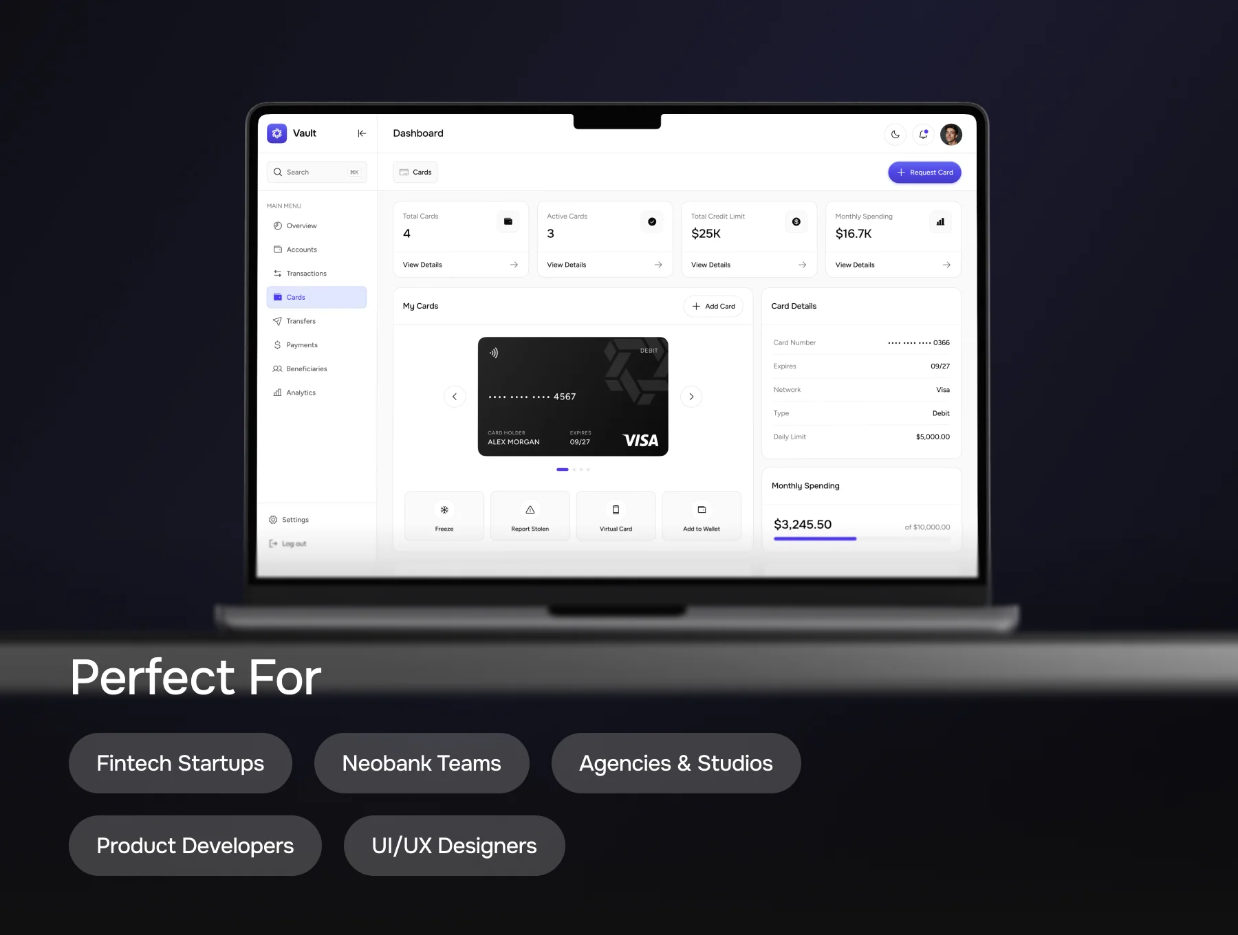 Vault – Next.js Finance Dashboard Template 3