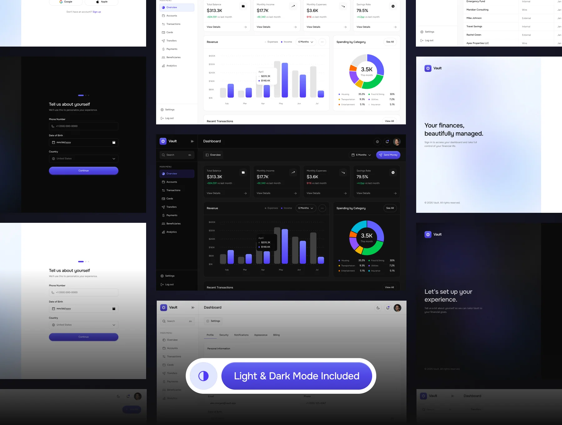 Vault – Next.js Finance Dashboard Template 5