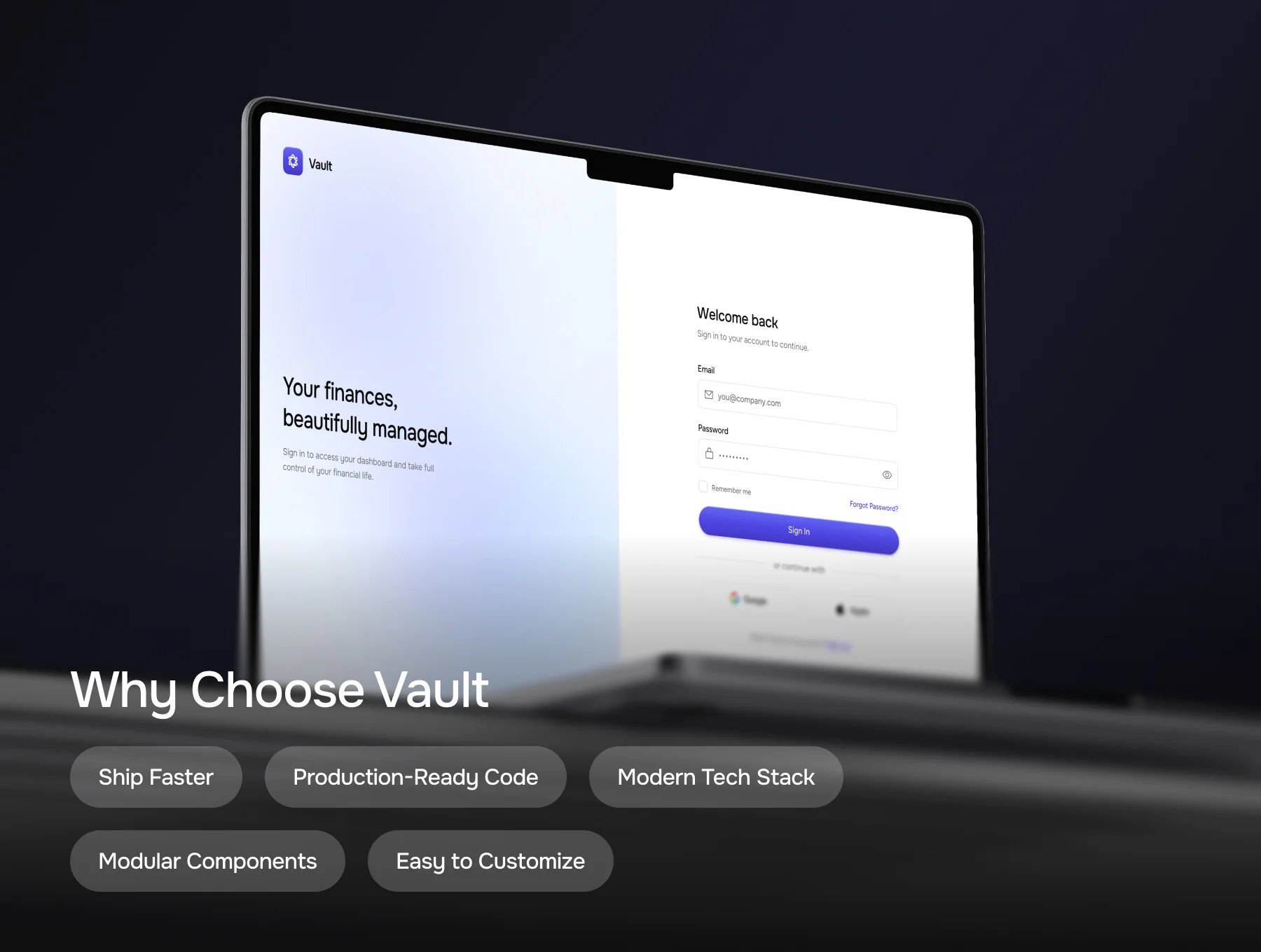 Vault – Next.js Finance Dashboard Template 6