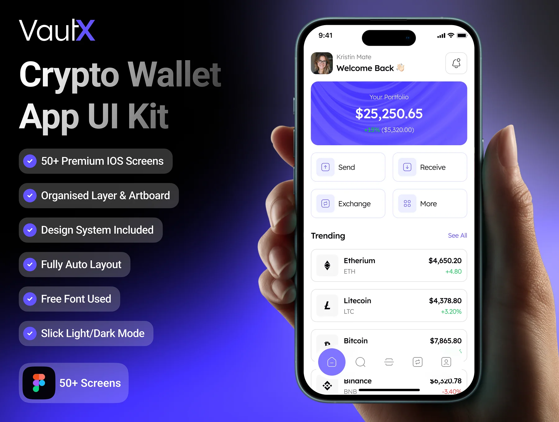 VaultX - Crypto Wallet App UI Kit