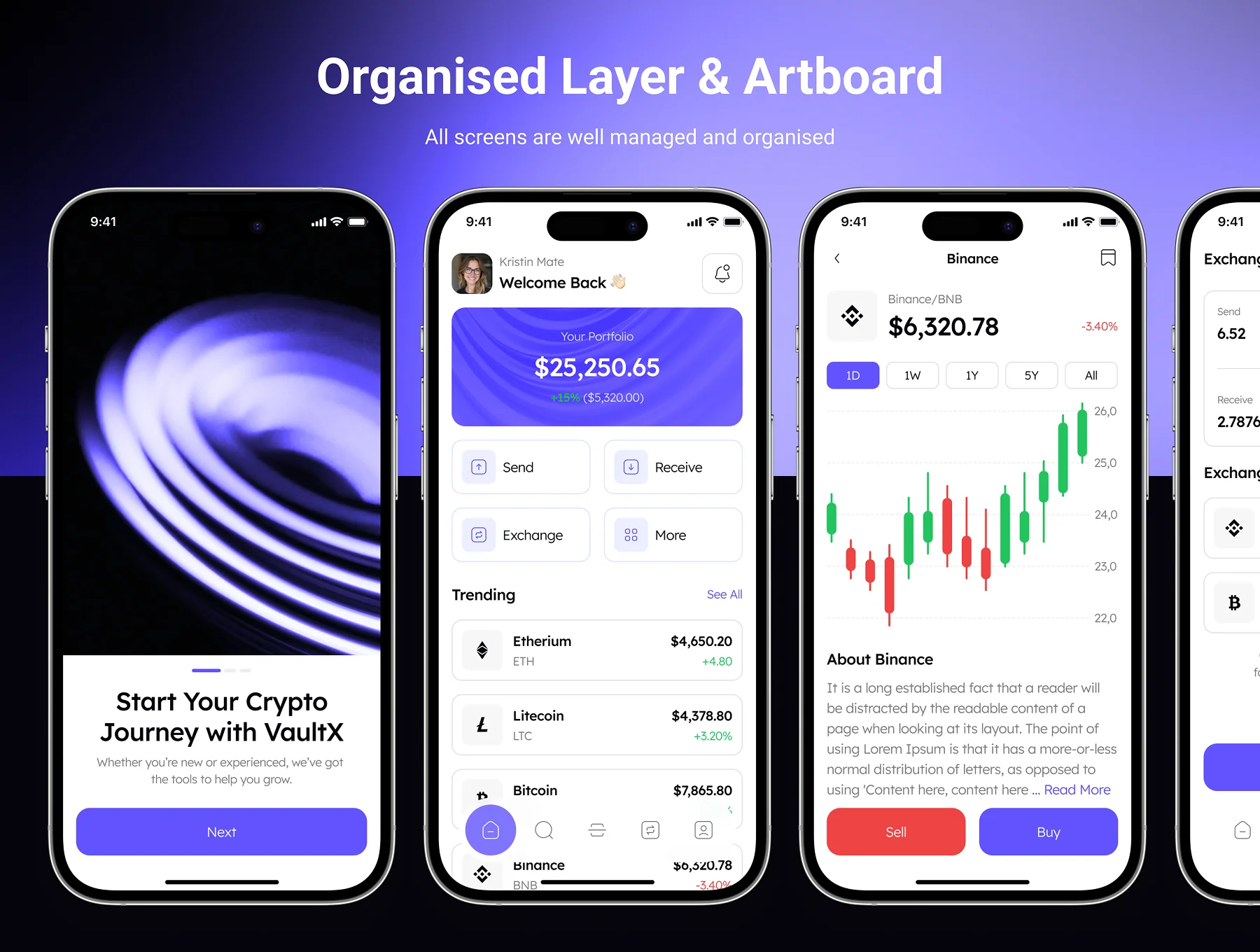 VaultX - Crypto Wallet App UI Kit 3