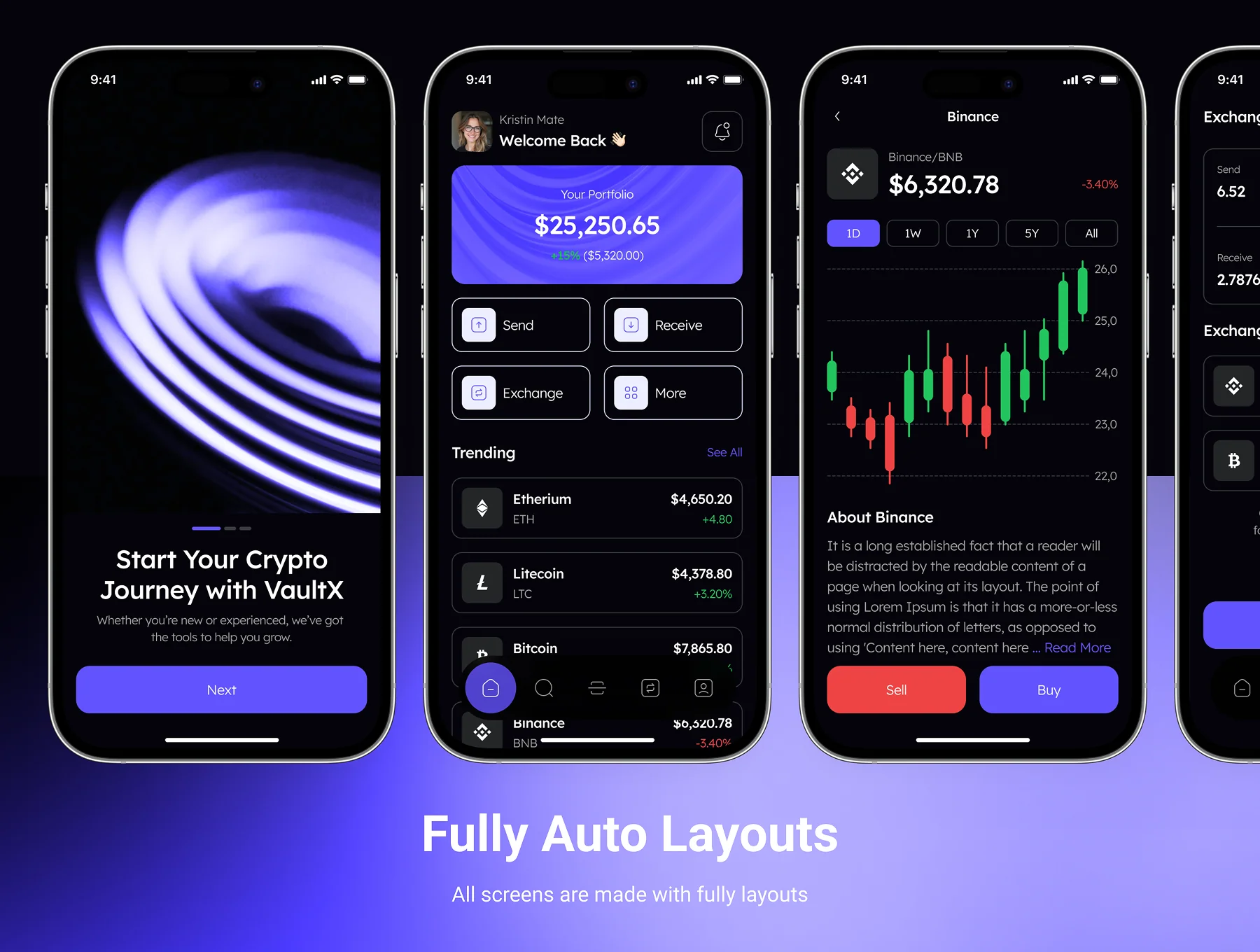 VaultX - Crypto Wallet App UI Kit 4
