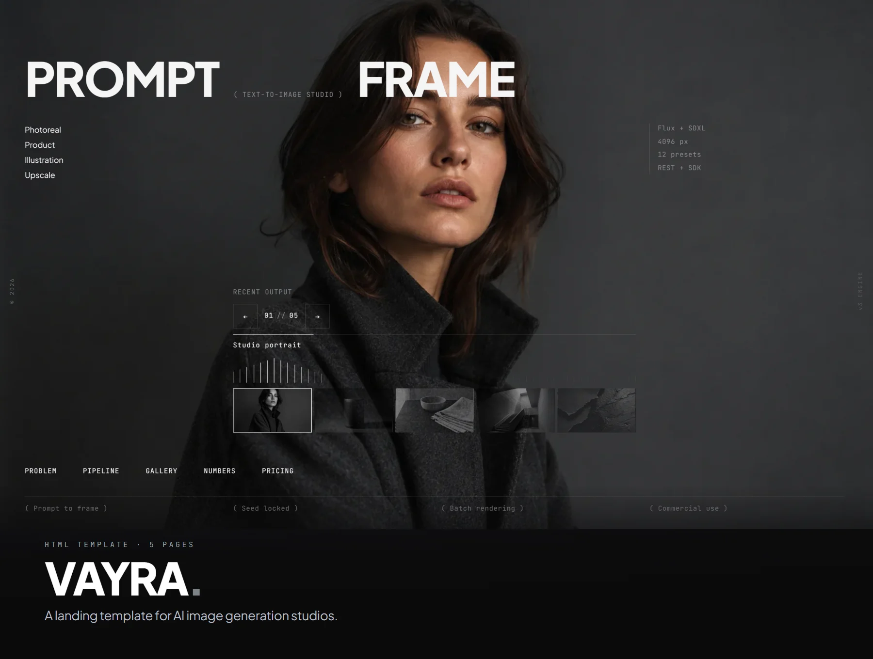 Vayra — AI Image Generation Landing Template