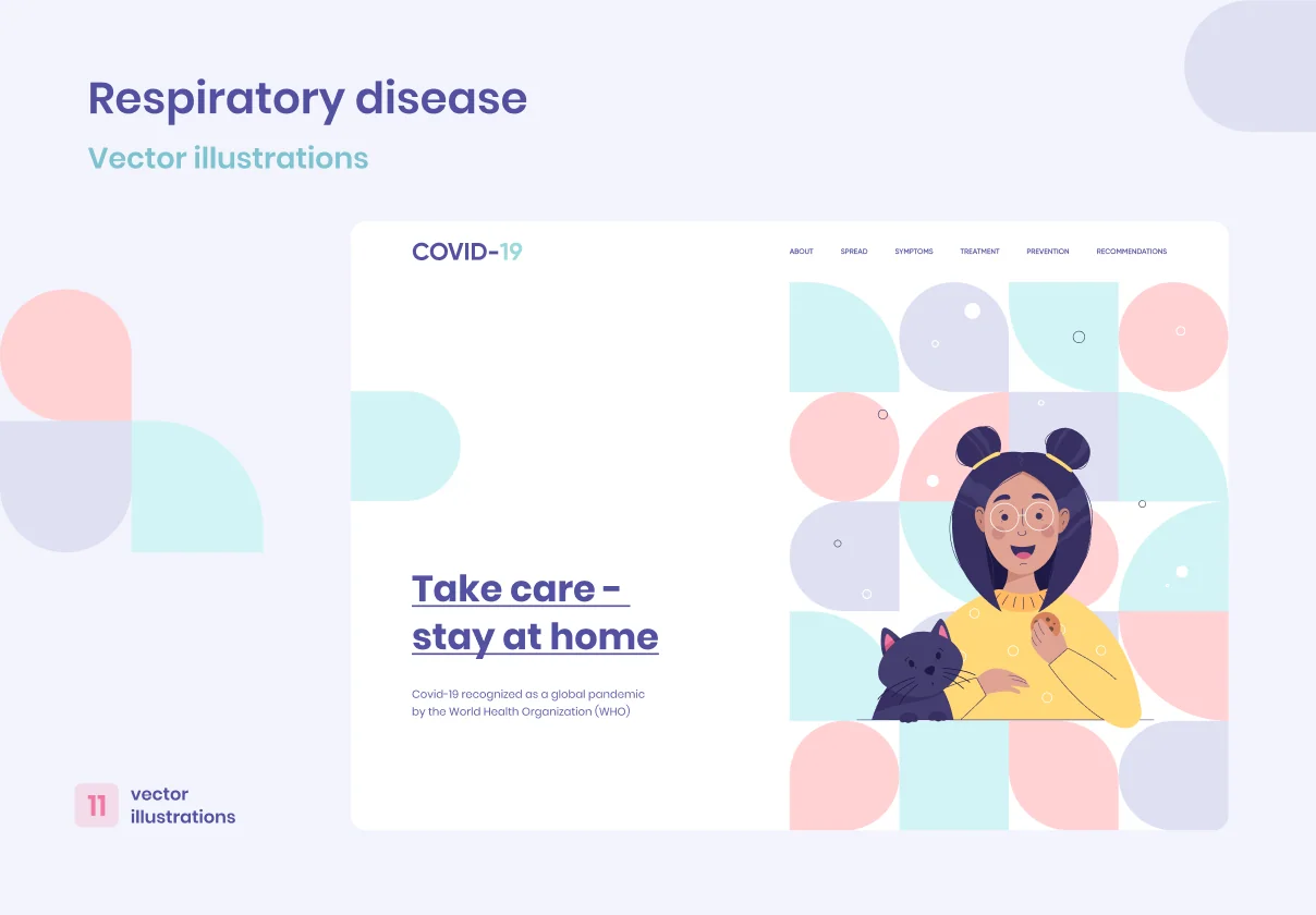 Vector illustrations on the theme of coronavirus and colds