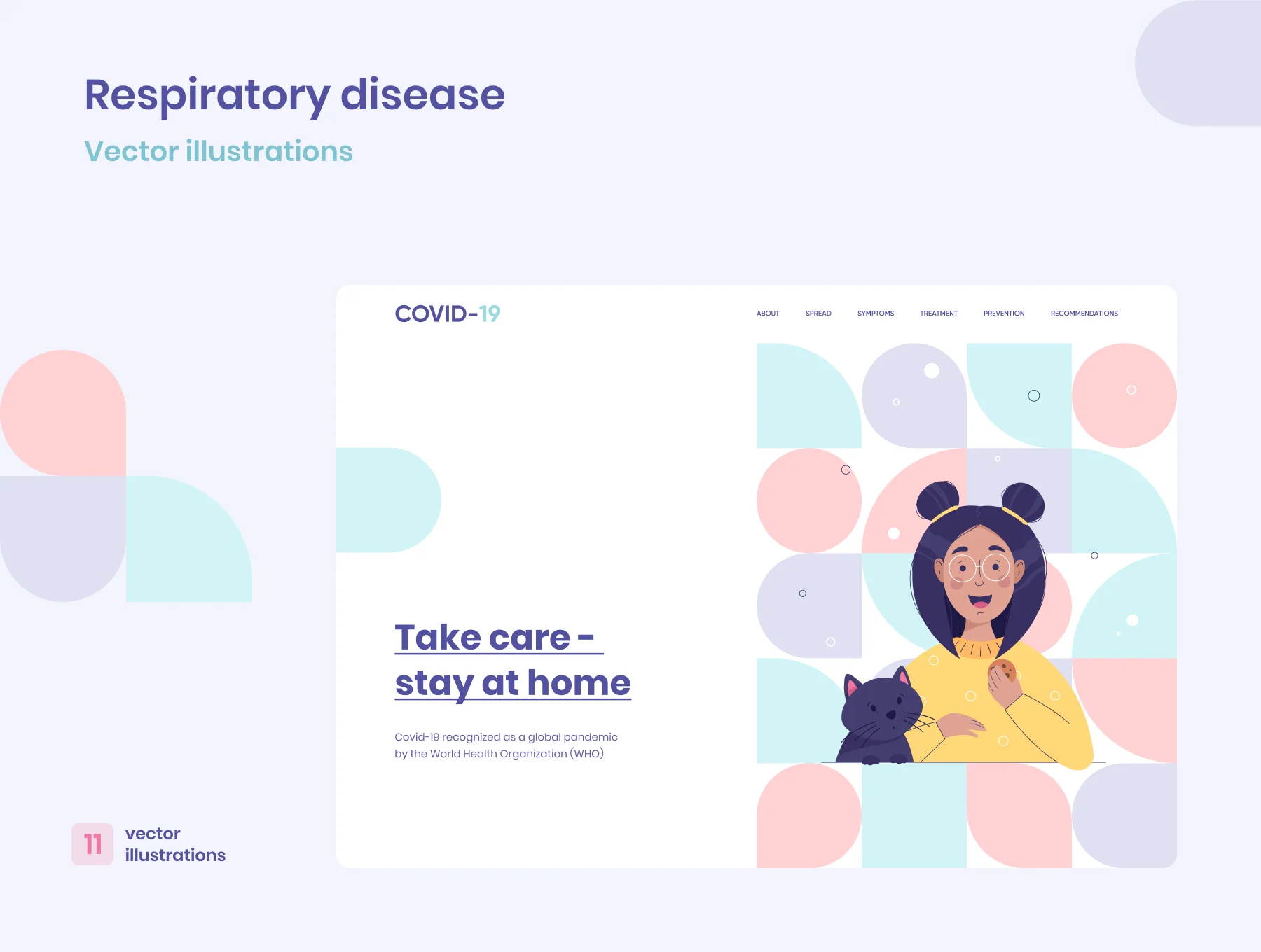 Vector illustrations on the theme of coronavirus and colds