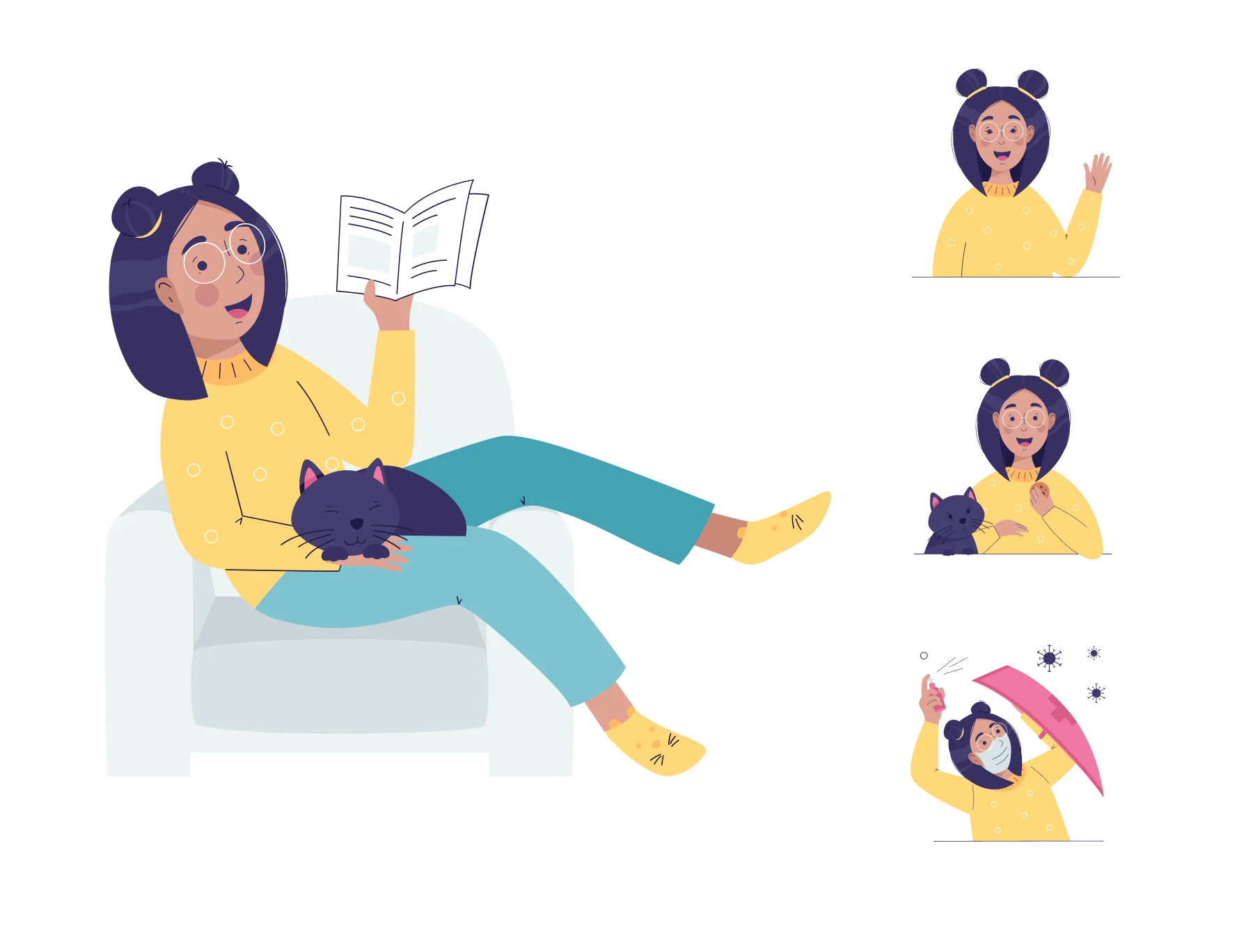 Vector illustrations on the theme of coronavirus and colds 4