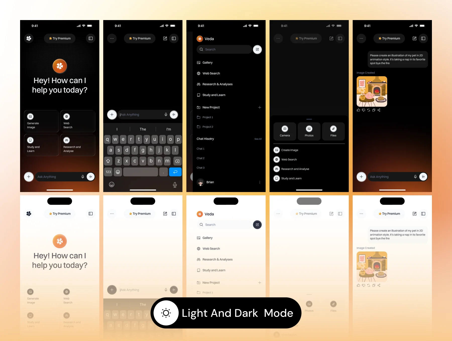 VEDA – AI Chat & Image Generation App (Light & Dark) 2