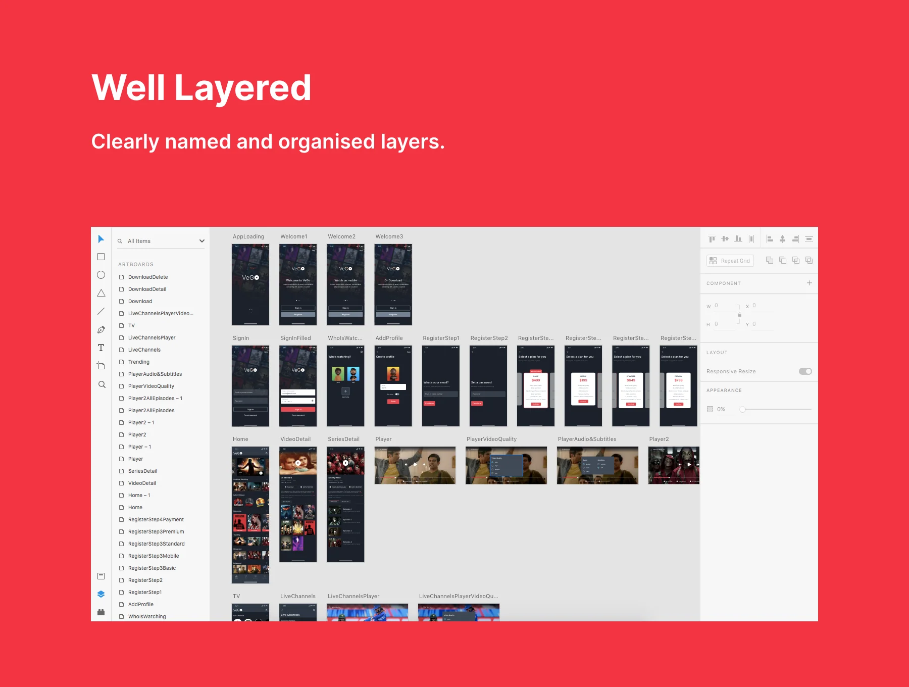 Vego Video Streaming Mobile App Adobe XD