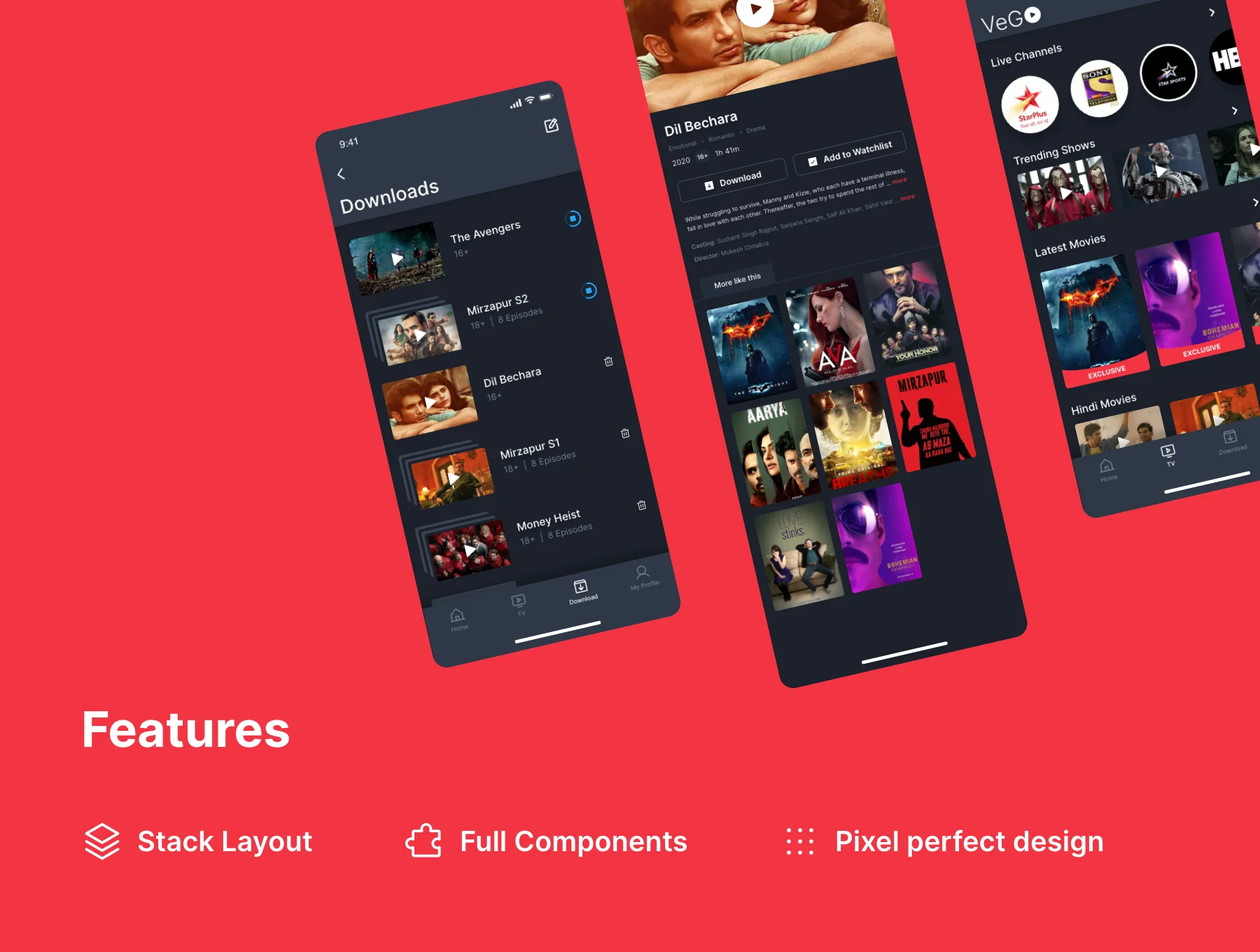 Vego Video Streaming Mobile App Adobe XD 2