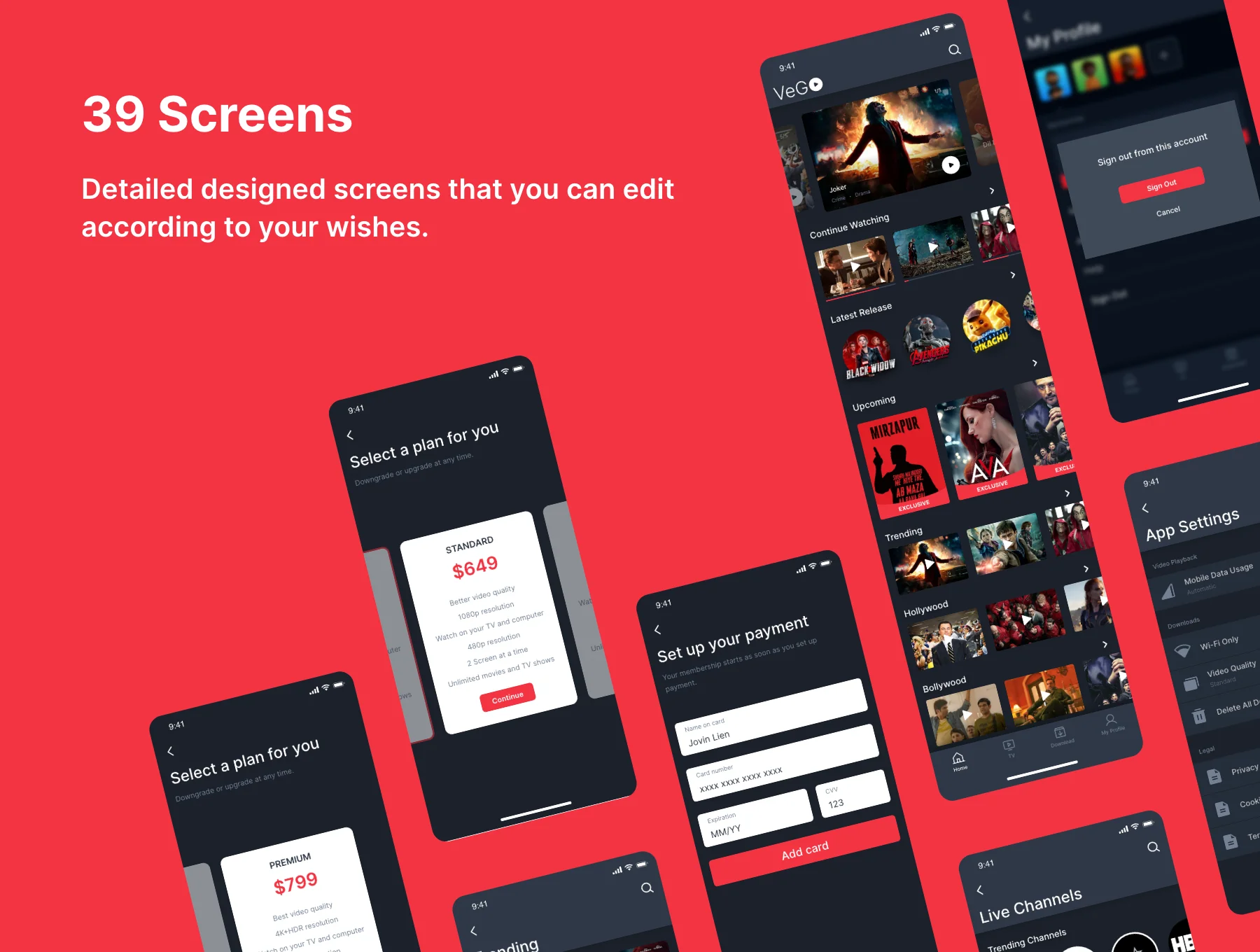 Vego Video Streaming Mobile App Adobe XD 3