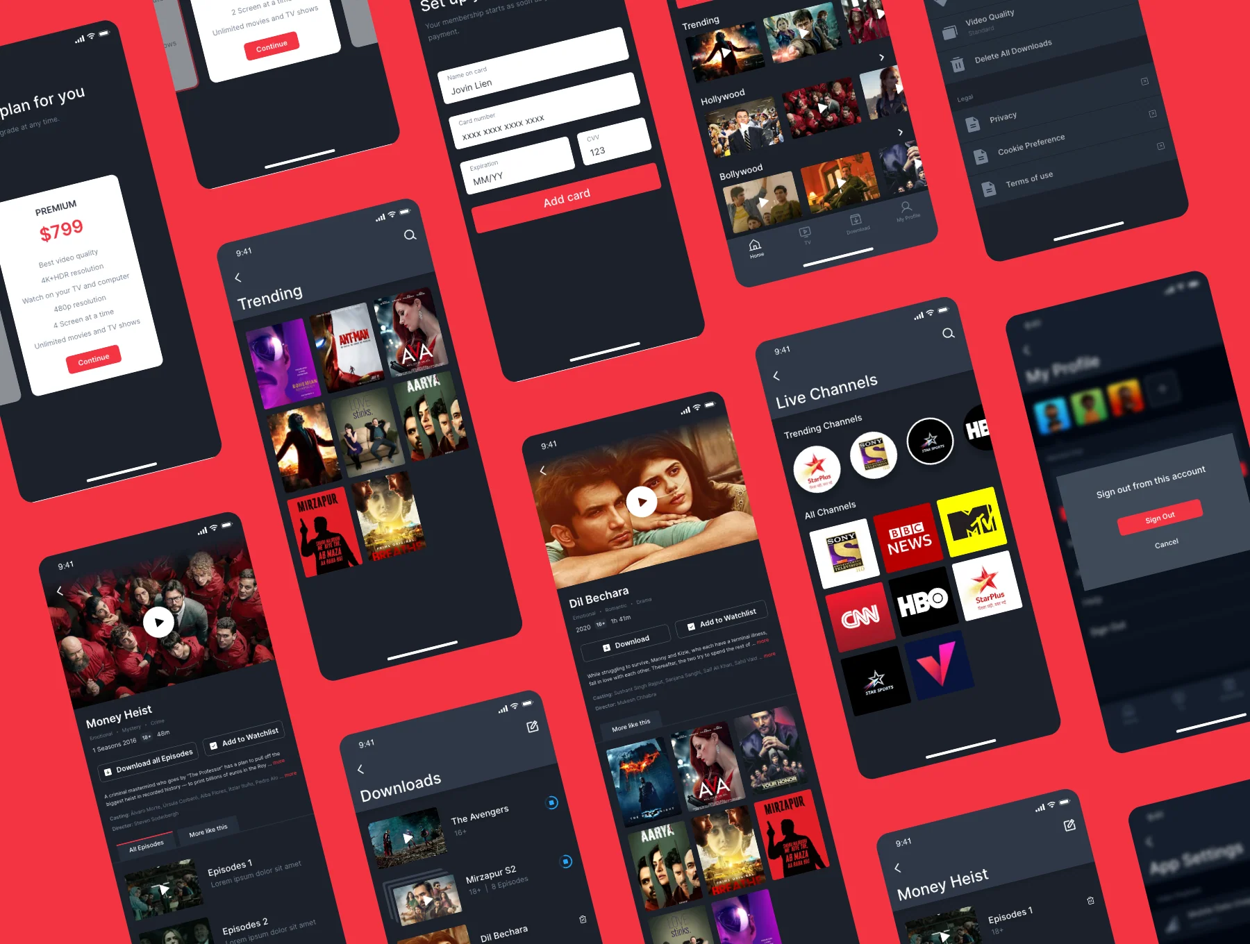 Vego Video Streaming Mobile App Adobe XD 5