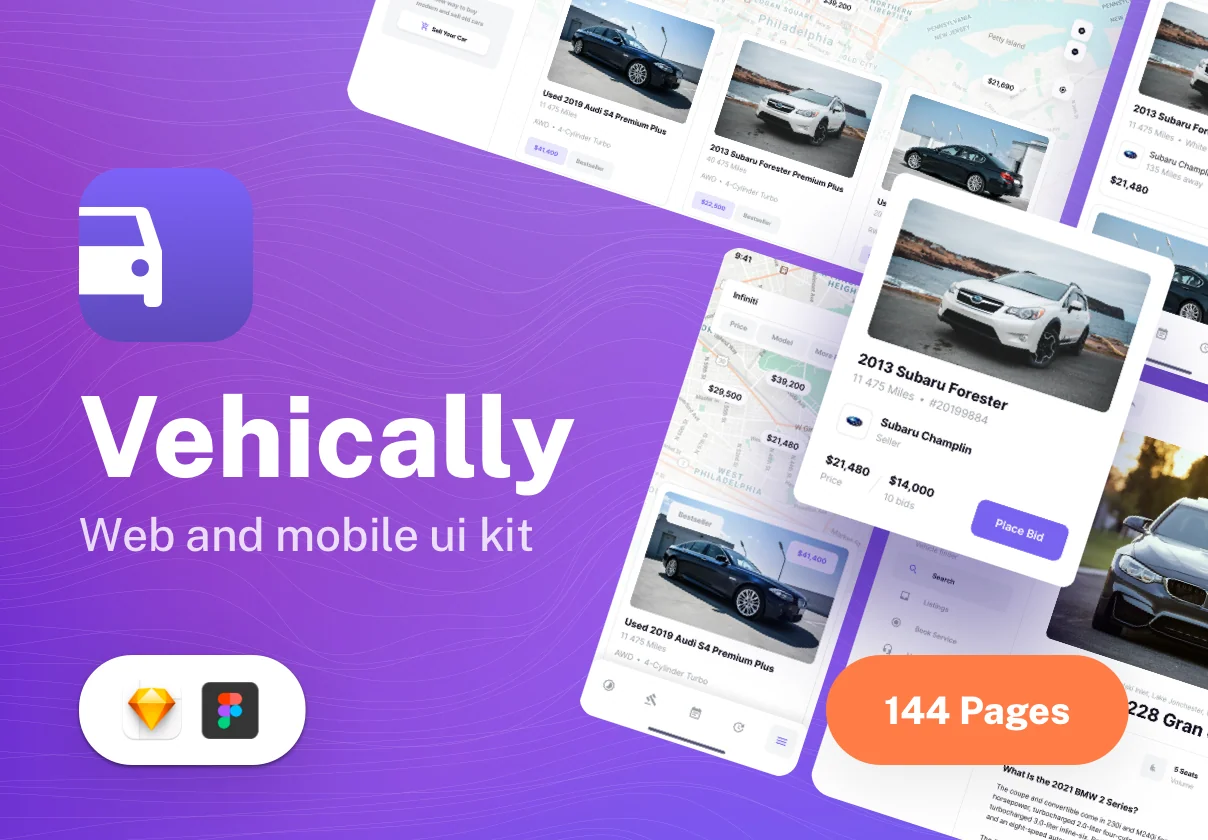 Vehically - Web and Mobile UI kit