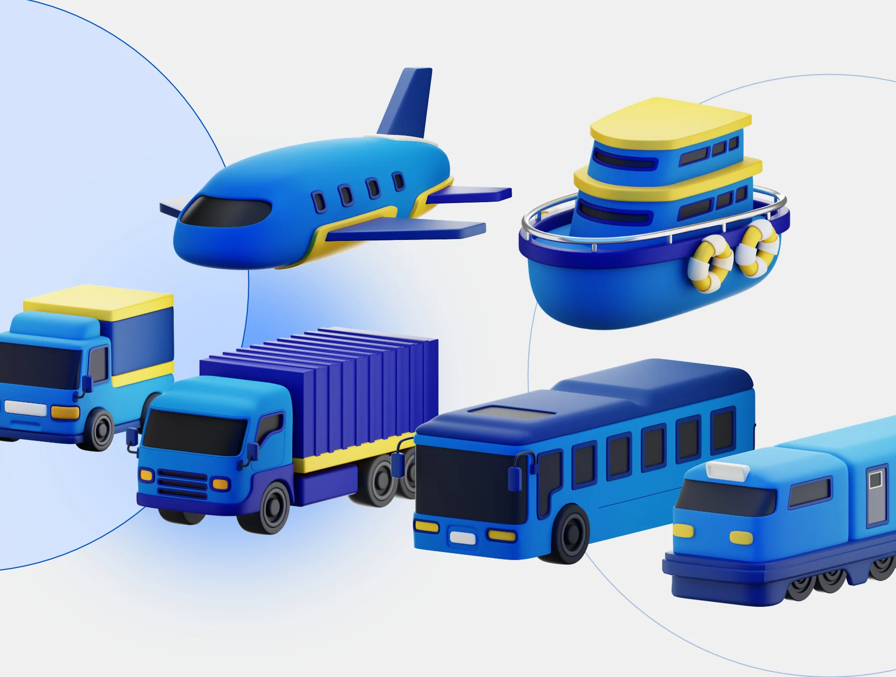 Vehicle Public Transportation 3D Icon Pack 5