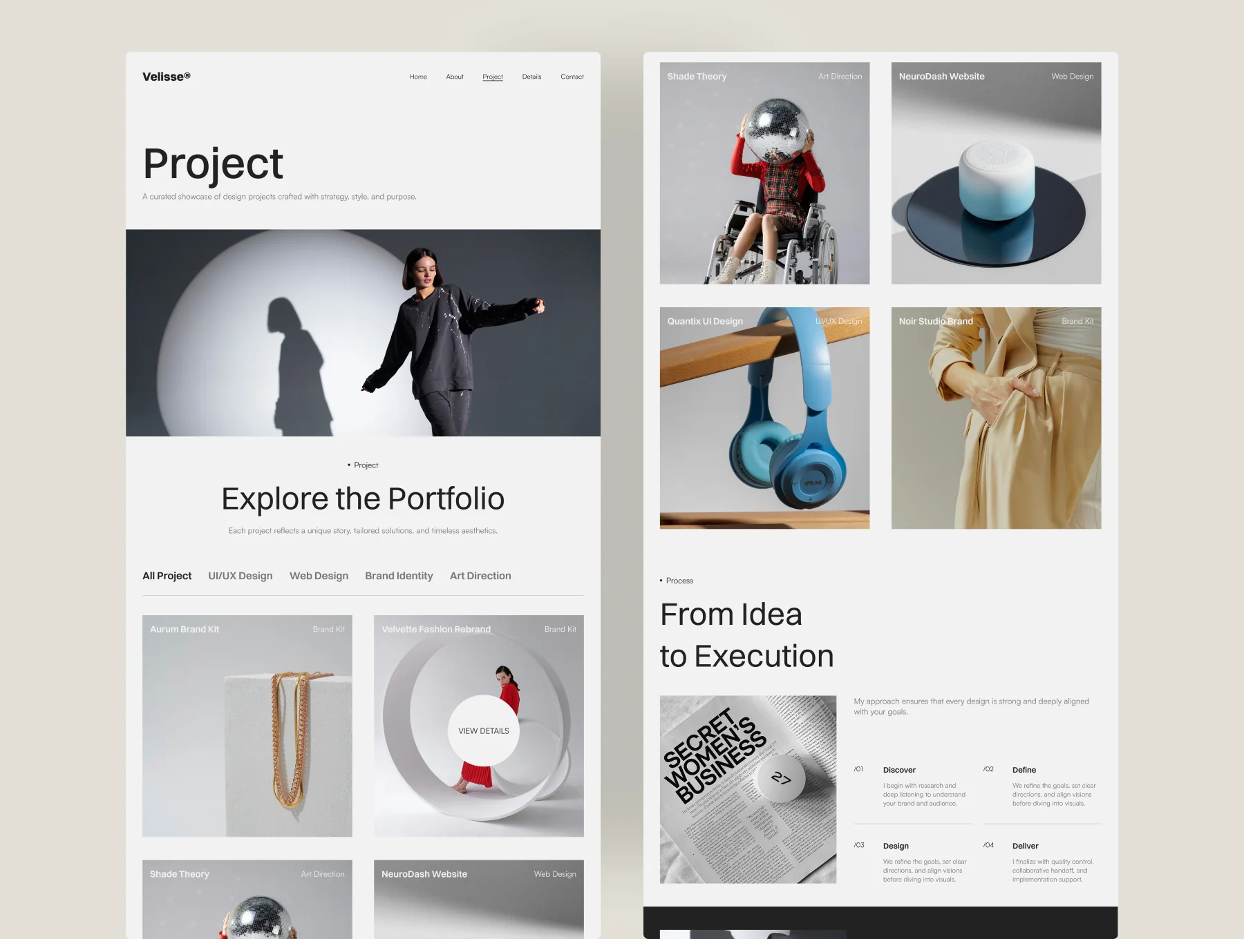 Velisse - Portfolio Website UI Figma Template 3