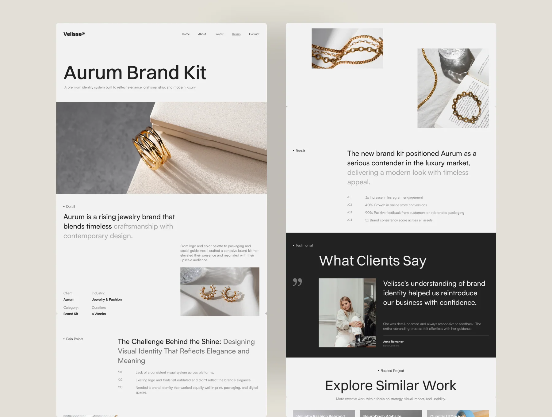 Velisse - Portfolio Website UI Figma Template 4