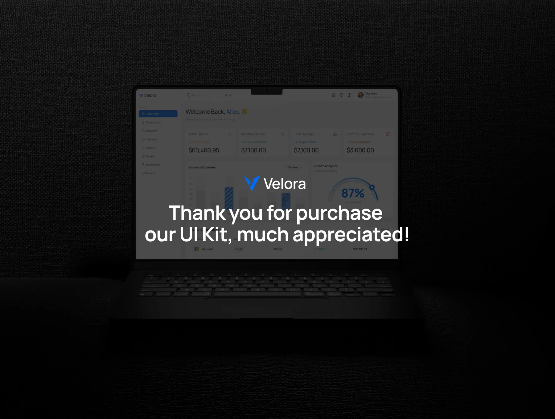 Velora - Finance Dashboard UI Kit 4
