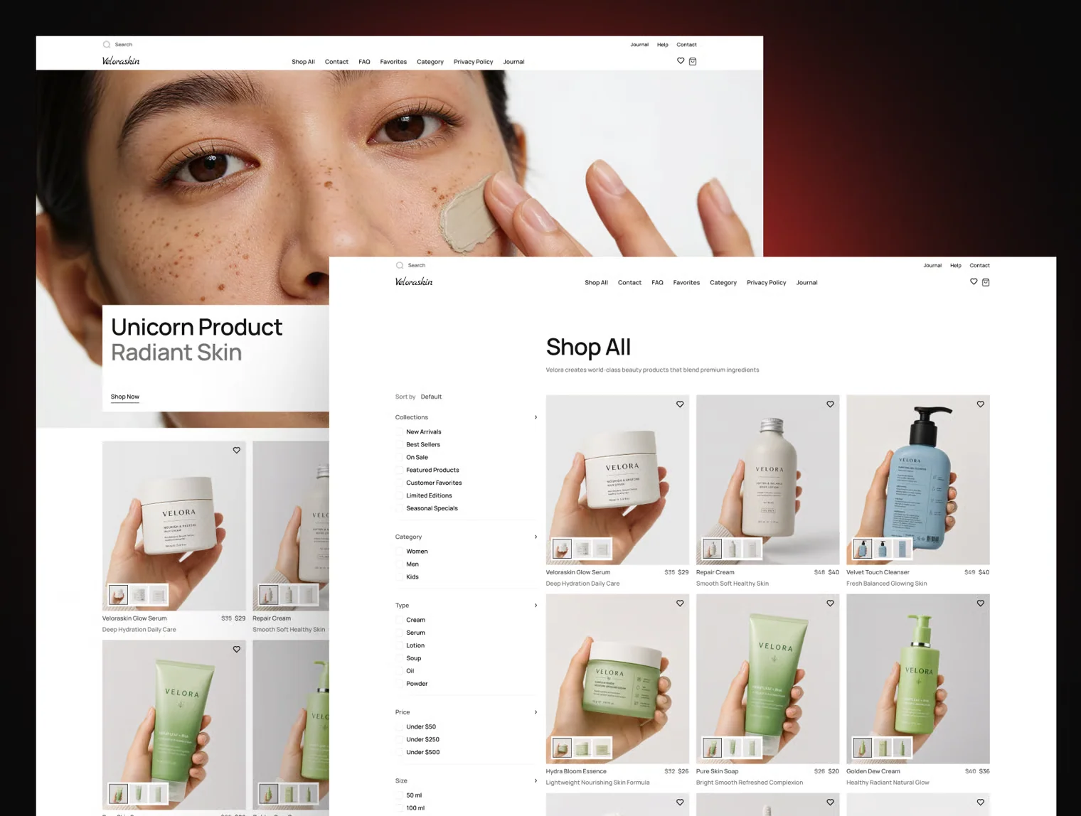Veloraskin – Skincare E-commerce Website Template 5