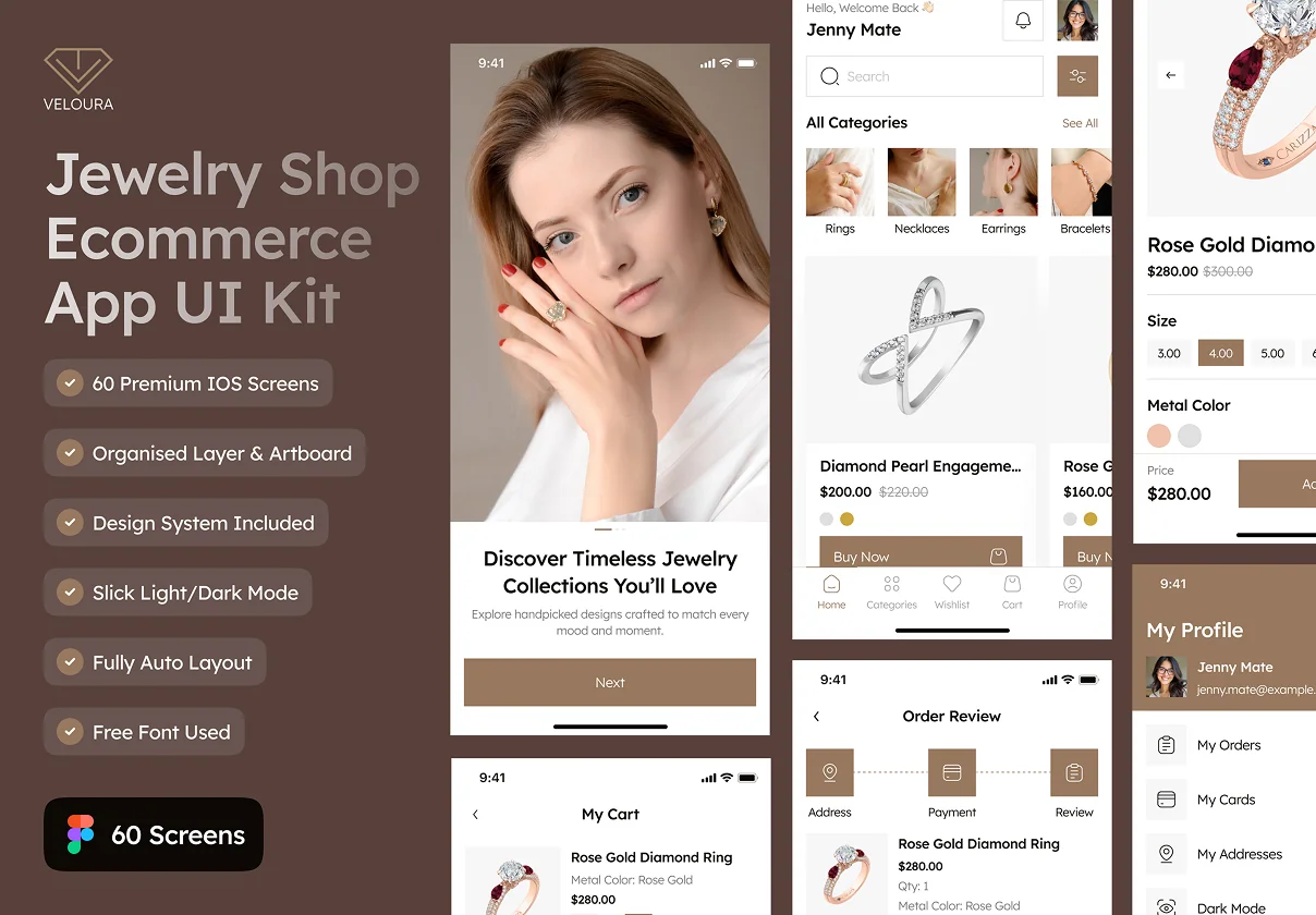 Veloura - Jewelry Shop Ecommerce App UI Kit