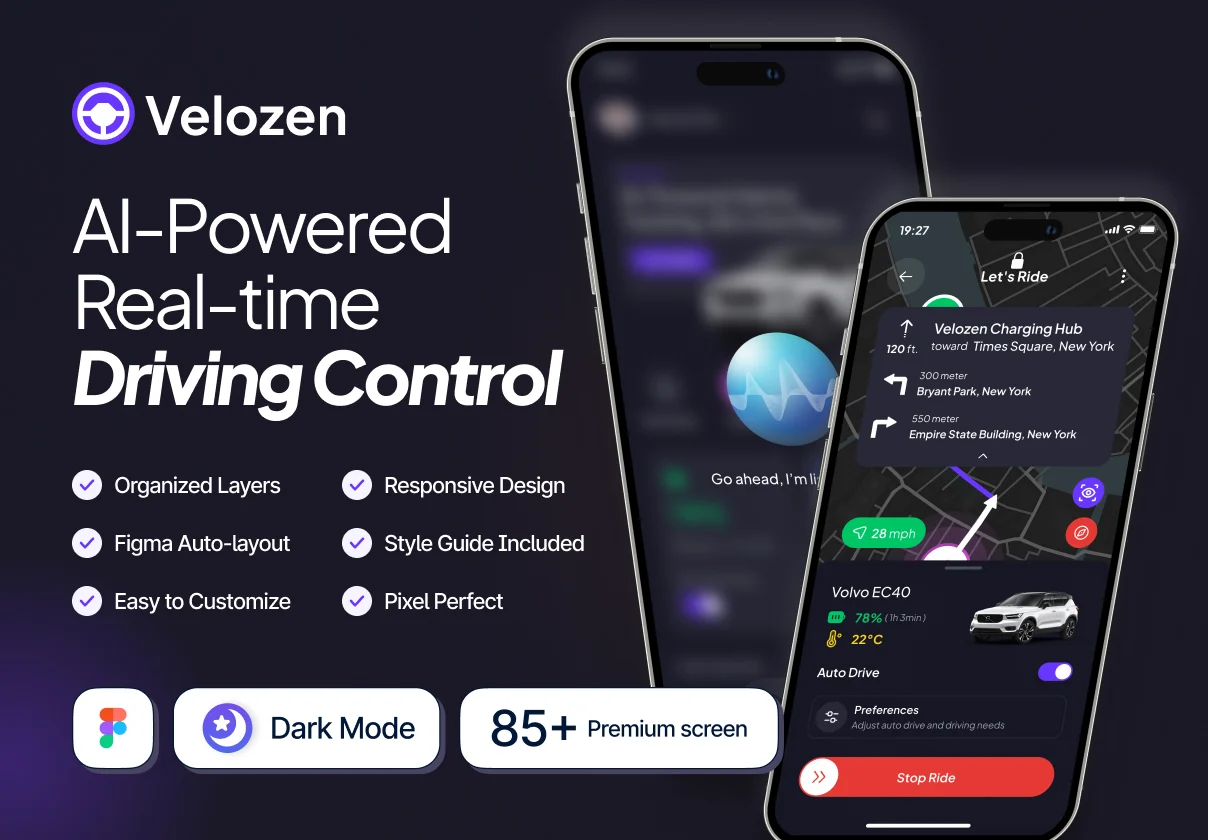 Velozen - A super app UI kit designed to assist your driving
