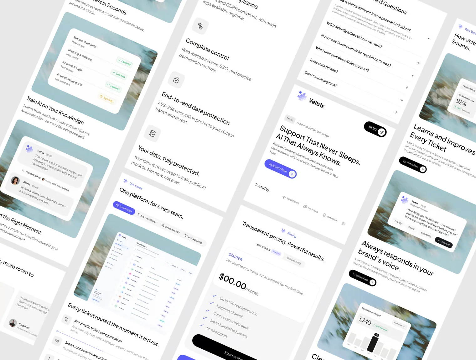 Veltrix - AI SaaS & Customer Support Website Template 2