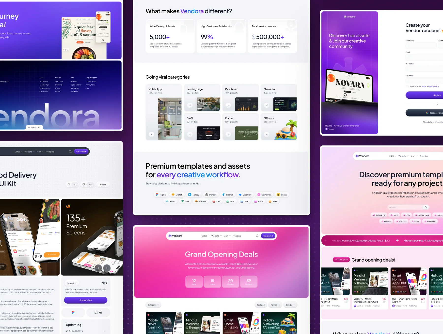 Vendora - Digital Asset Marketplace Website UI Kit 2