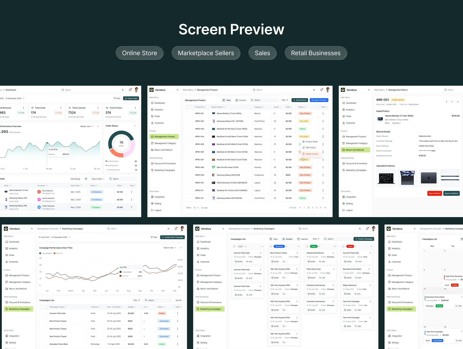 Vendora - E-Commerce Platform Dashboard UI Kit 5