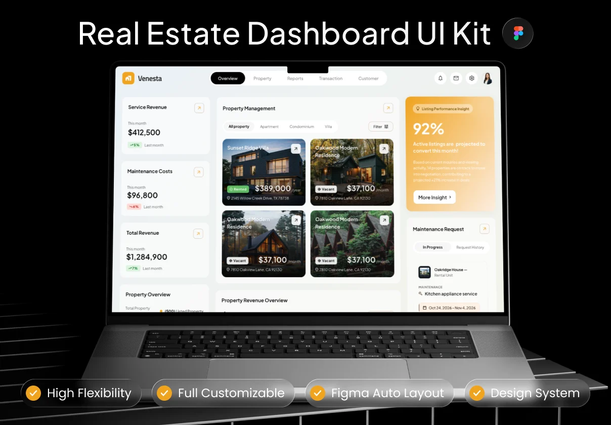 Venesta - Real Estate Management Dashboard UI Kit