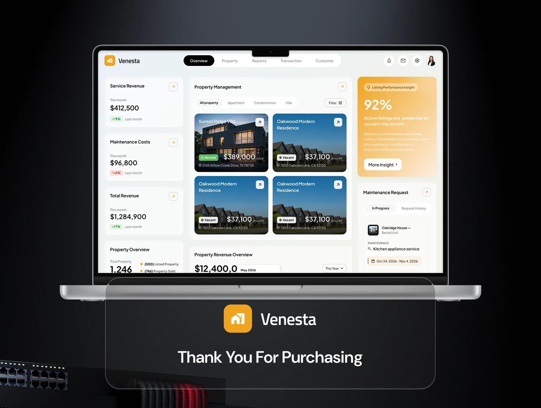 Venesta - Real Estate Management Dashboard UI Kit 6