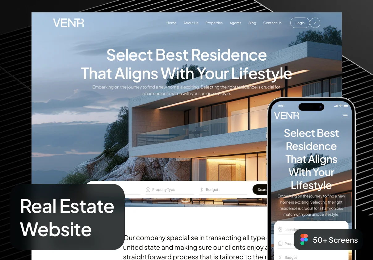 Ventr - Real Estate Website UI Kit