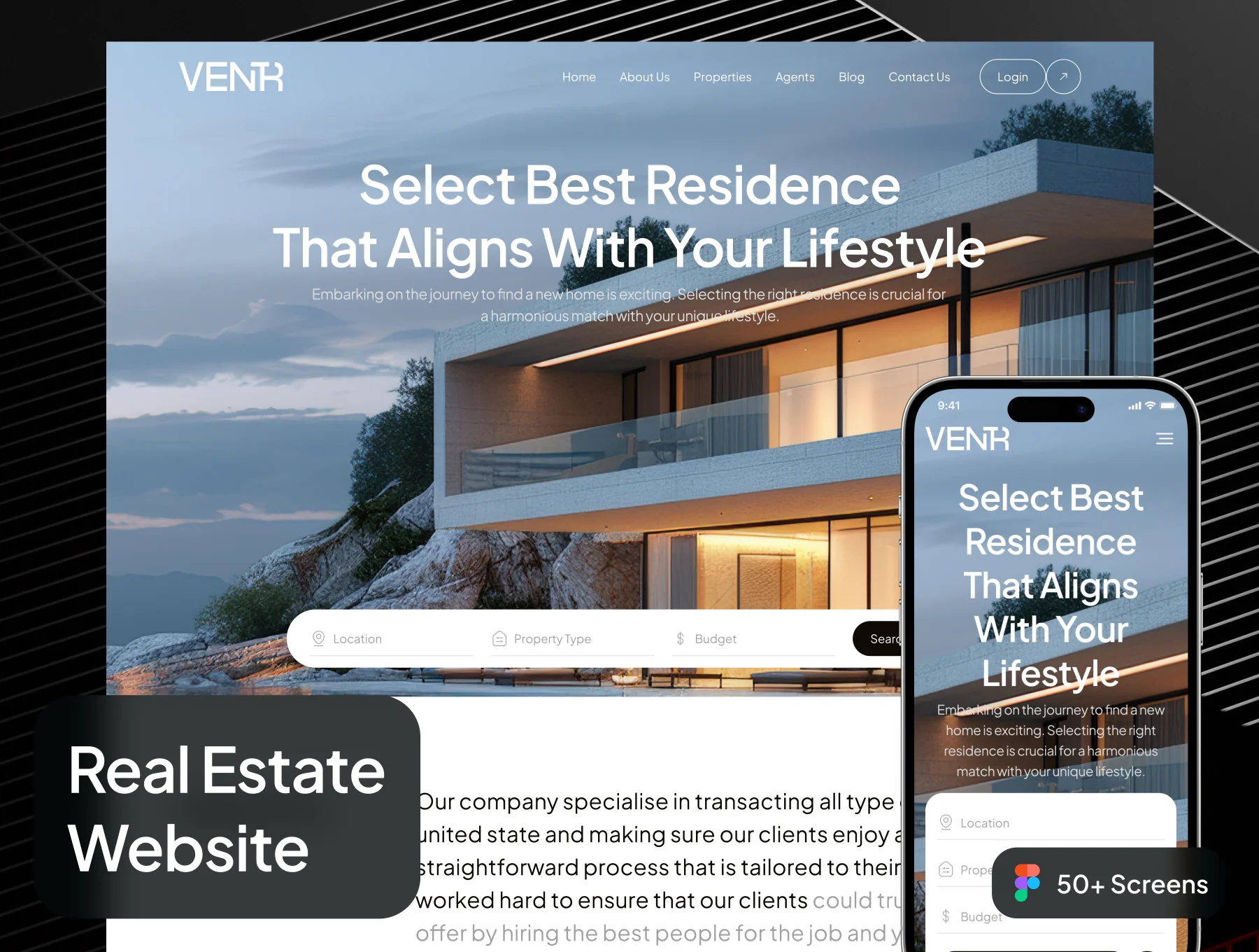 Ventr - Real Estate Website UI Kit