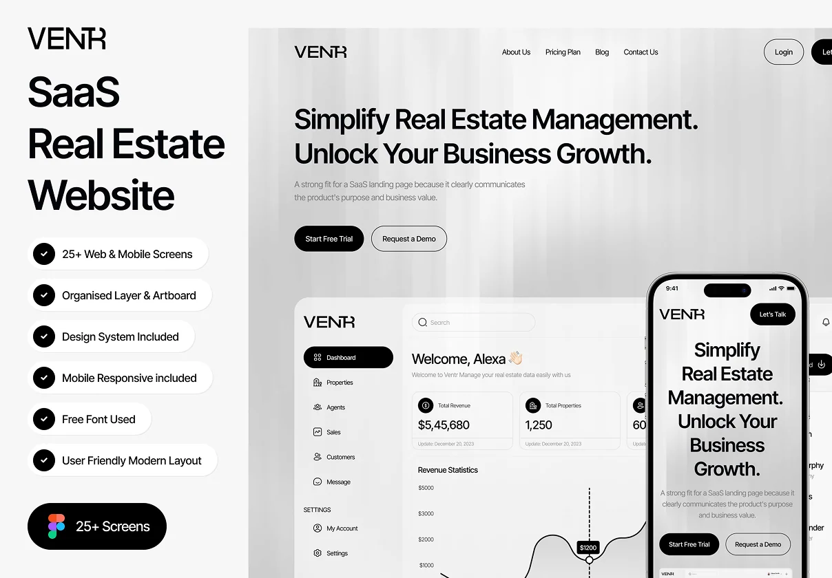 ventr - SaaS Real Estate Website UI Kit
