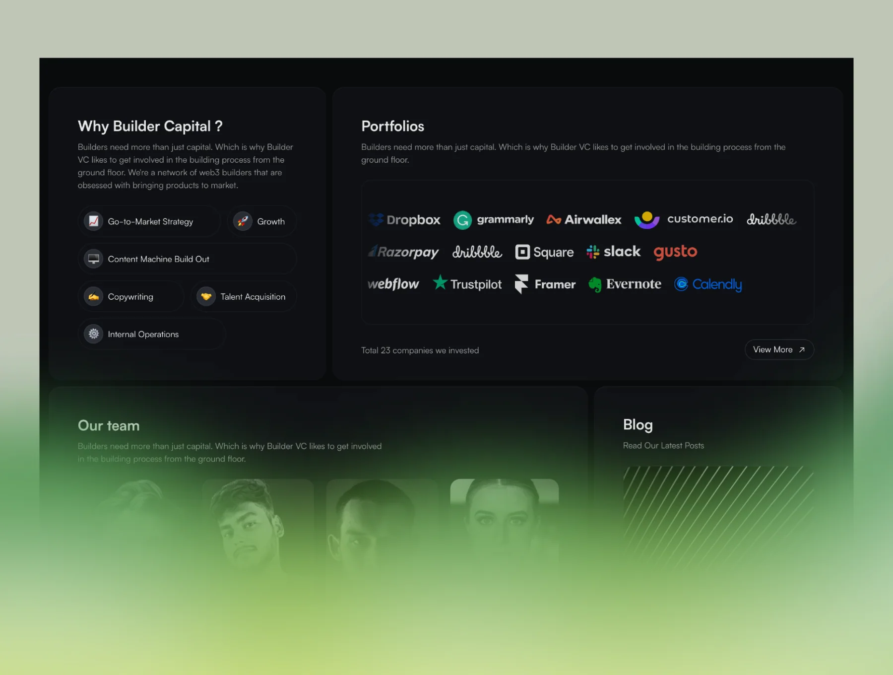 Venture capital portfolio landing page 3