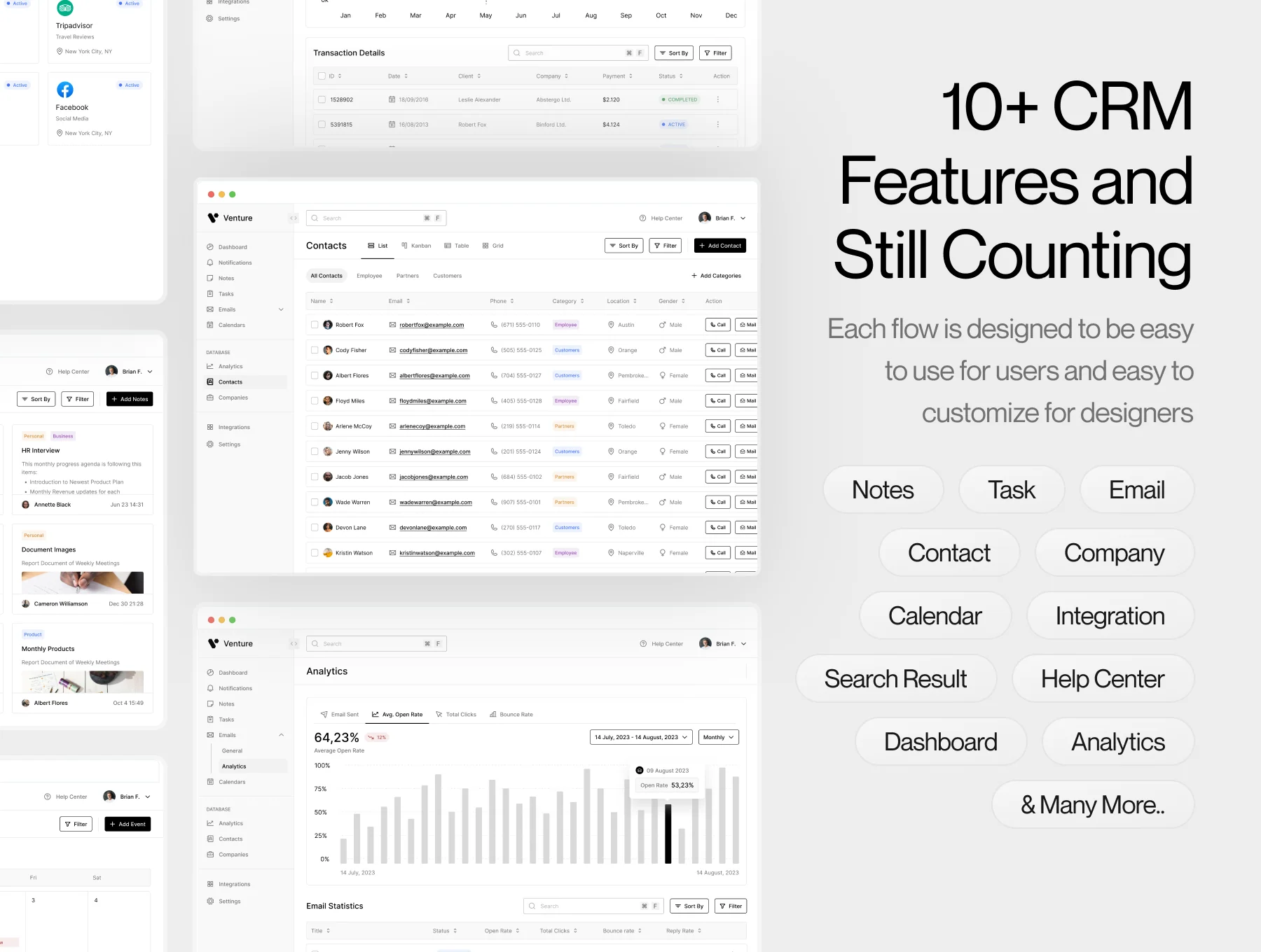 Venture - CRM Dashboard & Landing page UI Kit 2