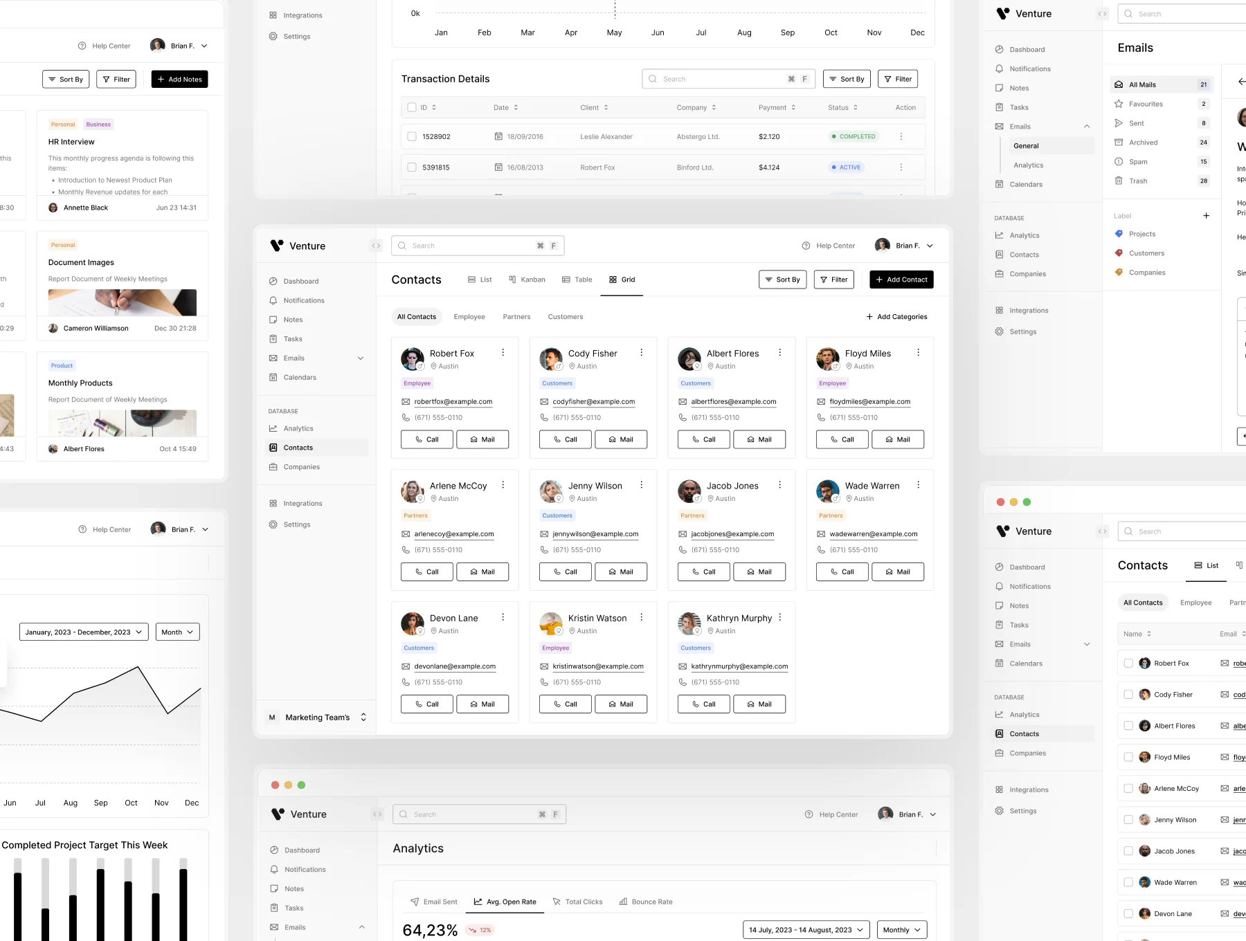 Venture - CRM Dashboard & Landing page UI Kit 4