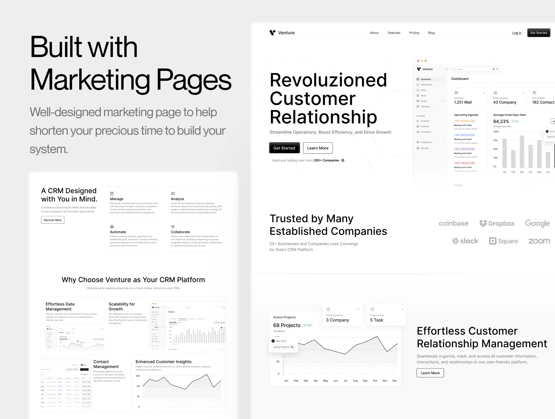 Venture - CRM Dashboard & Landing page UI Kit 6