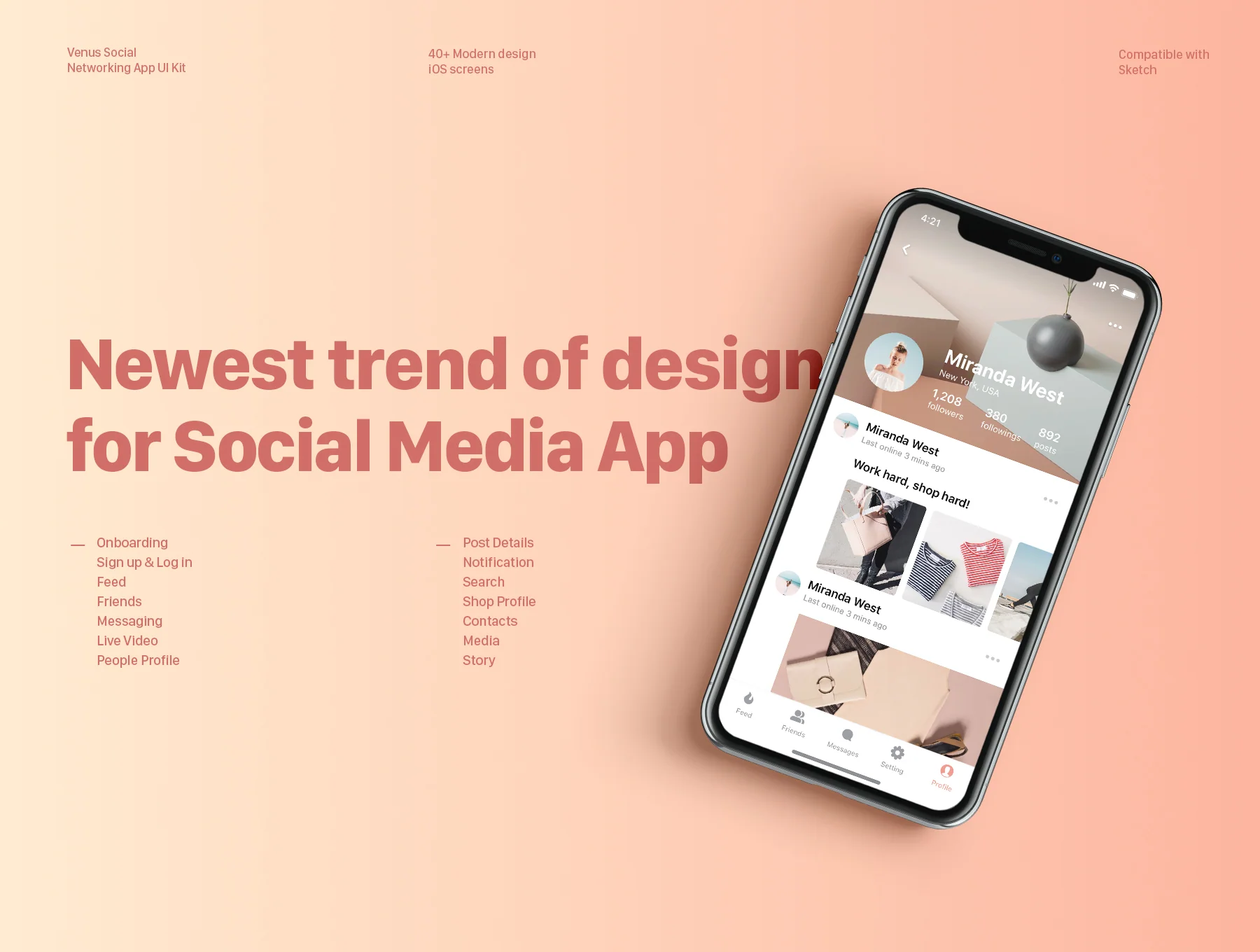 Venus Social Mobile UI Kit 3