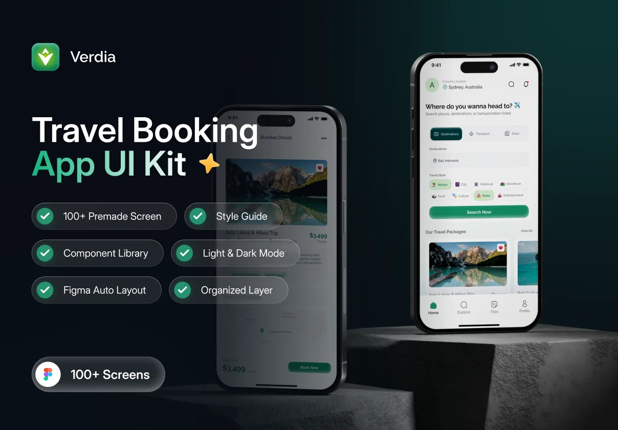Verdia - Travel Booking App UI Kit