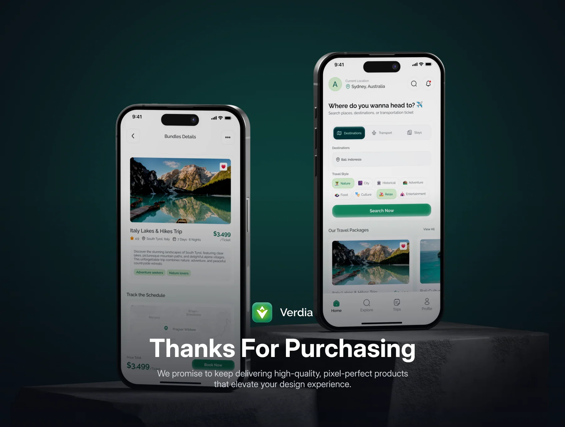 Verdia - Travel Booking App UI Kit 6